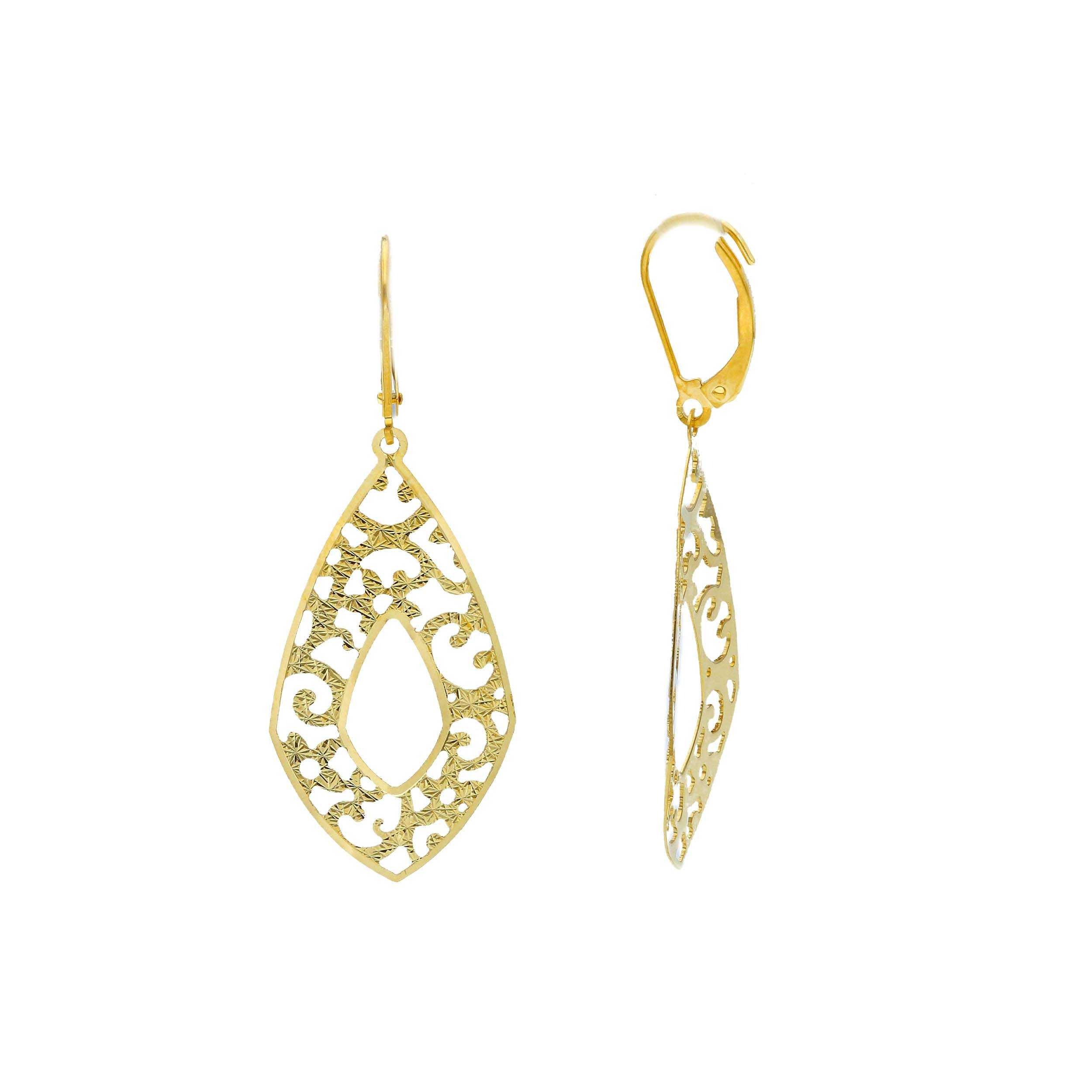 Boucles d'oreilles pendantes or jaune 18K