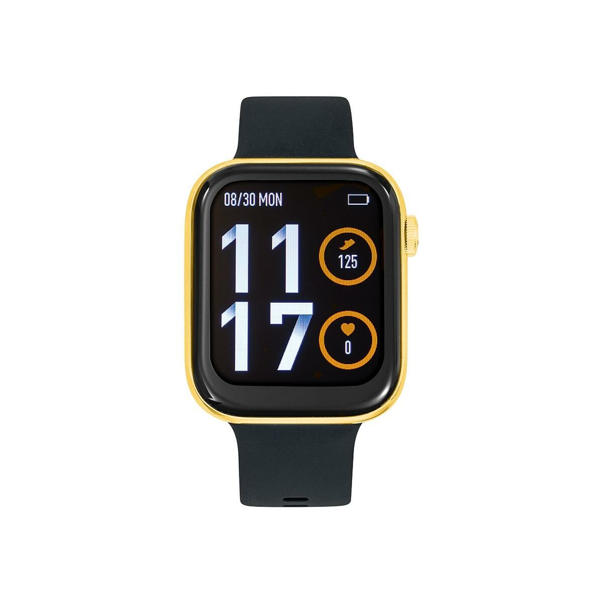Montre TEKDAY CONNECTED  *hautparleur*  modèle BLACK, case GOLD, possible de parler dans la montre, mesure *  PRESSION artérielle* , mesure saturation oxygène, fonctions musique, multiples  BRACELETS SUPPLEMENTAIRES