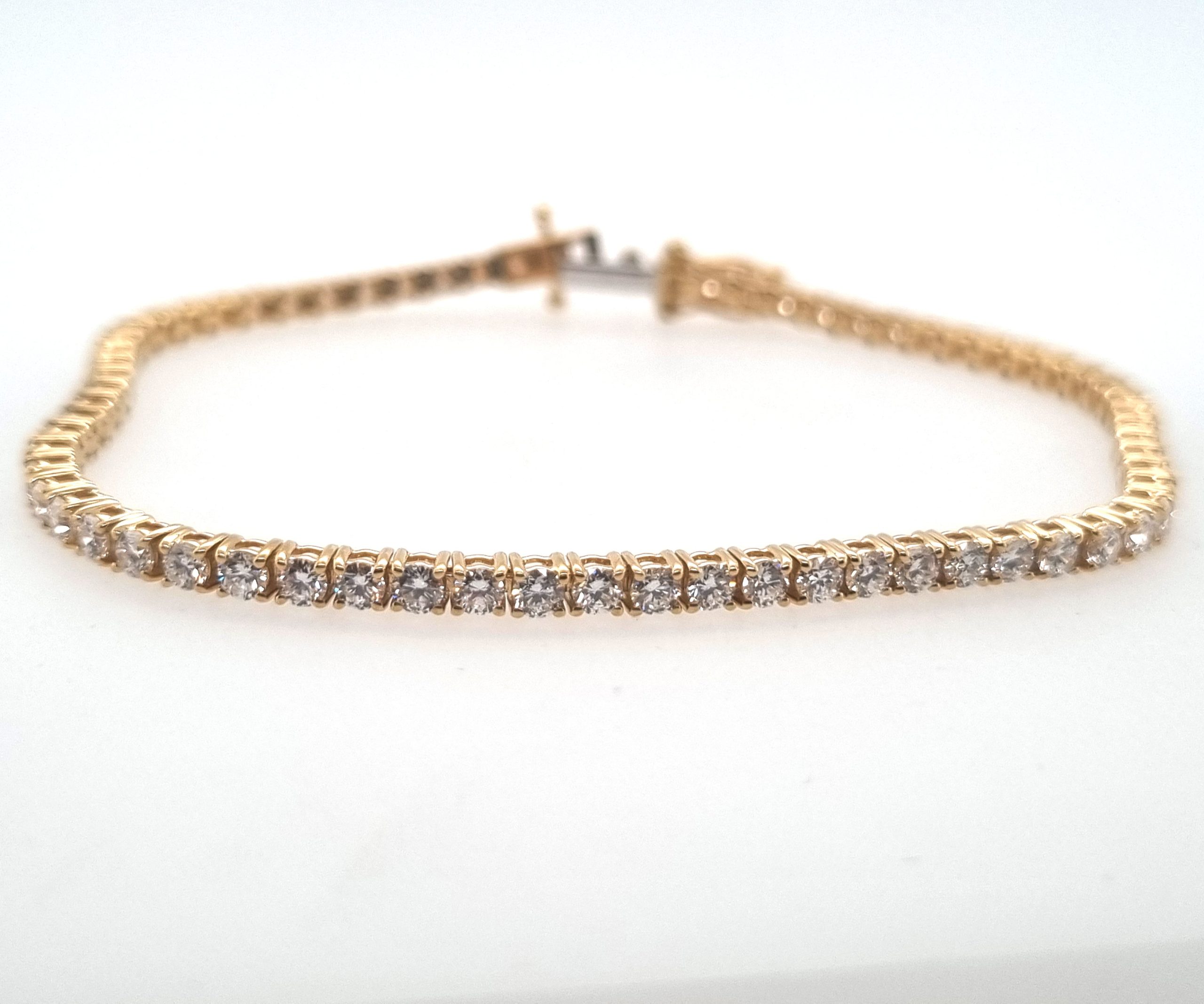 Bracelet tennis 18cm or jaune 18K avec 3.5ct diamants écologique LAB GROWN F/VS laboratoire