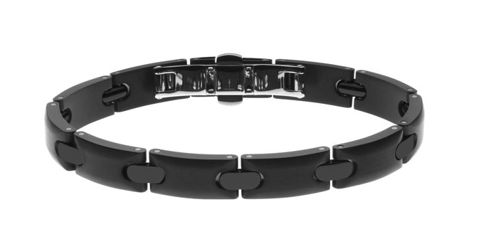 Bracelet 22cm PEQUIGNET acier et du DLC noir 9mm