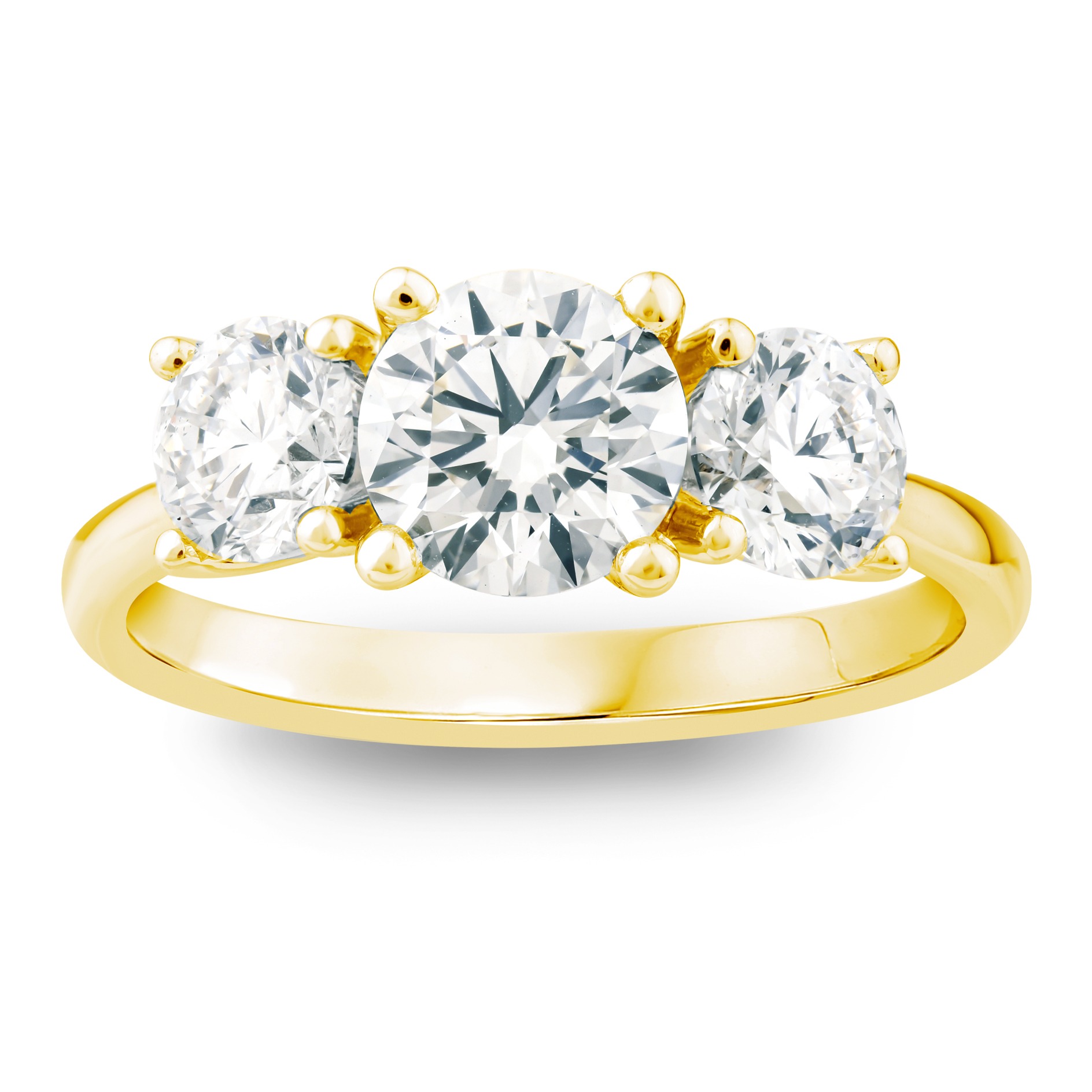 Bague trilogie,  trilogy, or jaune 18K avec 0.5ct D/VS1+1.01ct F/VVS2+0.51ct D/VVS1 diamants écologique LAB GROW  laboratoire 3 certificats