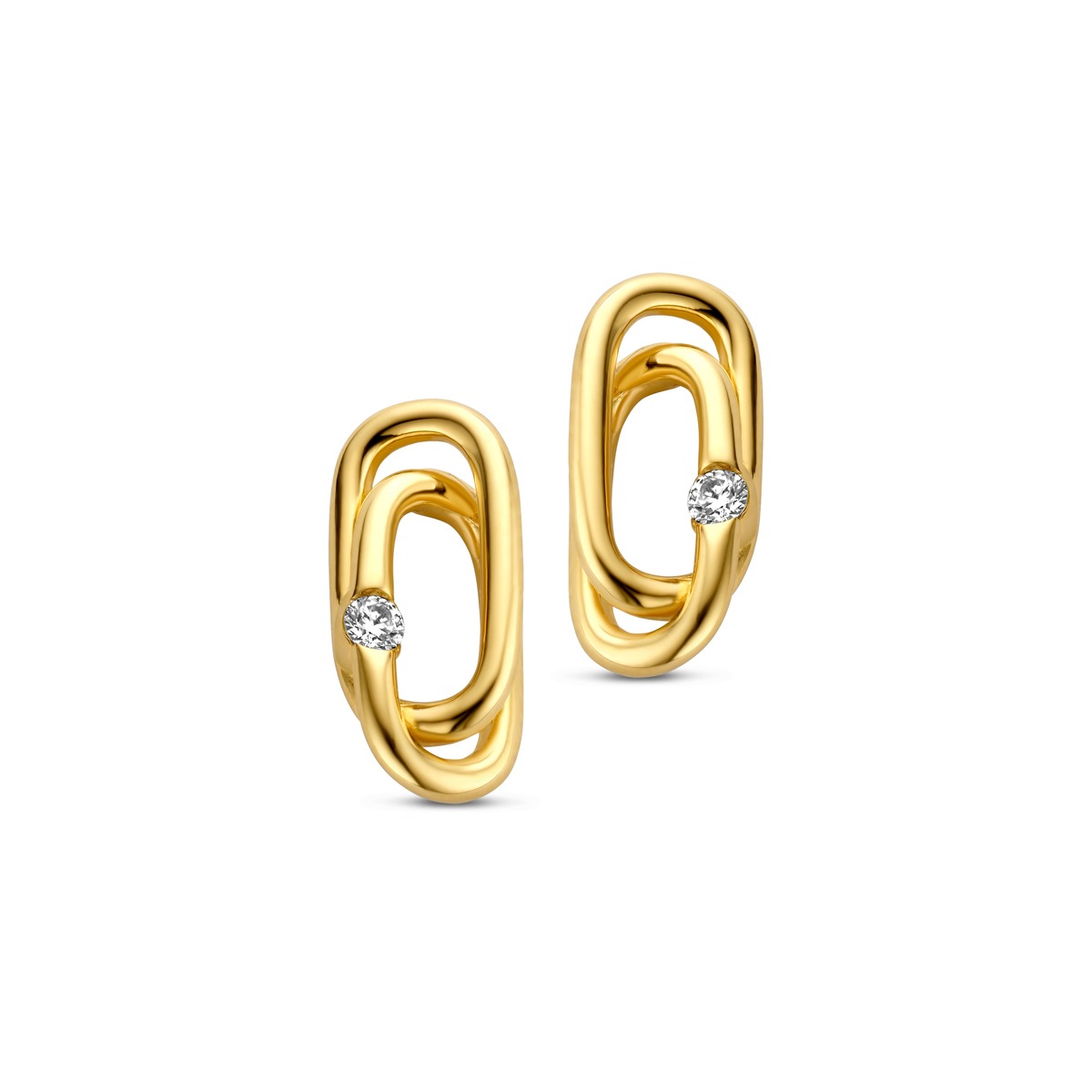Boucles d'oreilles or jaune 18K avec 0.04ct diamants naturels