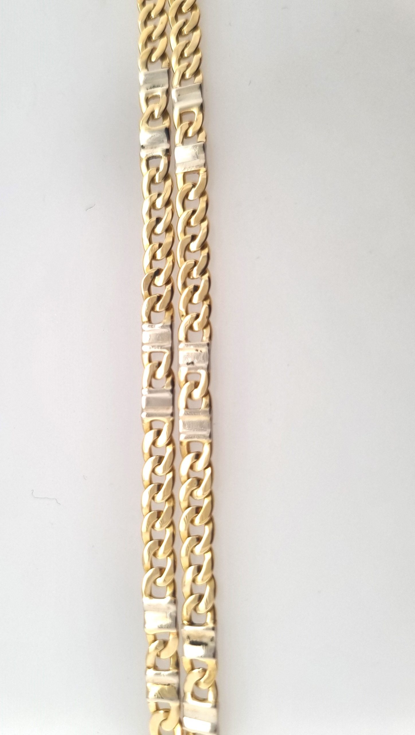 Chaine 50cm or jaune 18K et or blanc 18K