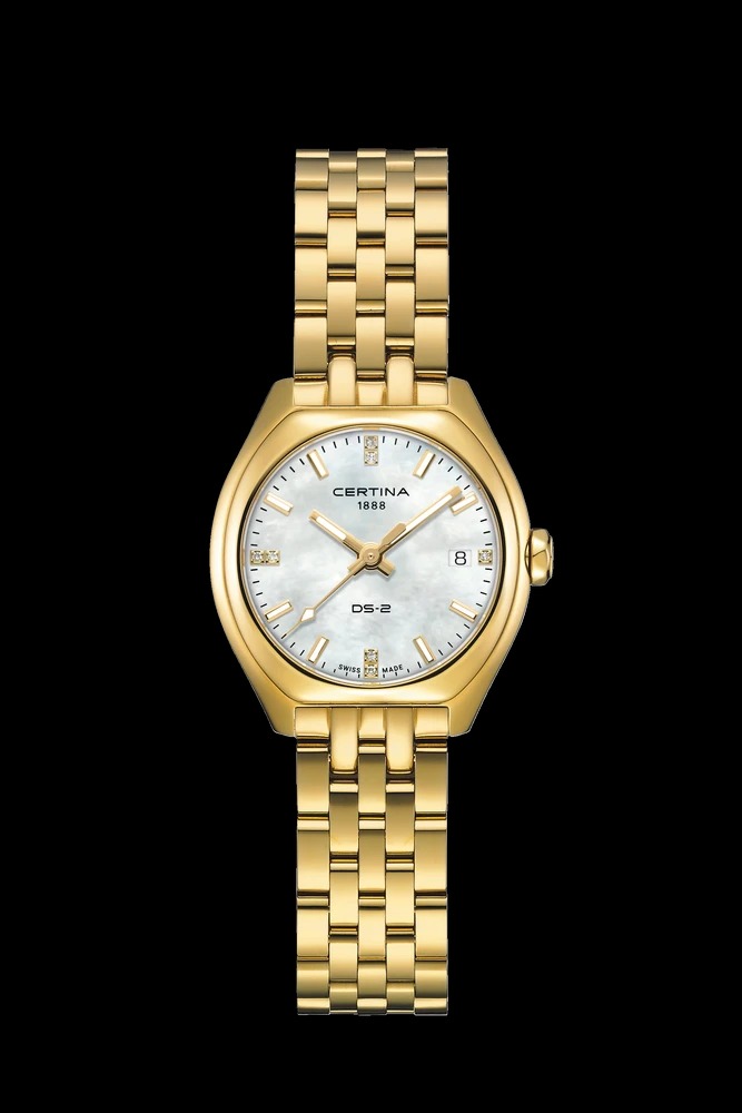 Montre Certina DS-2 Lady, quartz, cadran nacre serti de diamant, diamètre 27,5mm