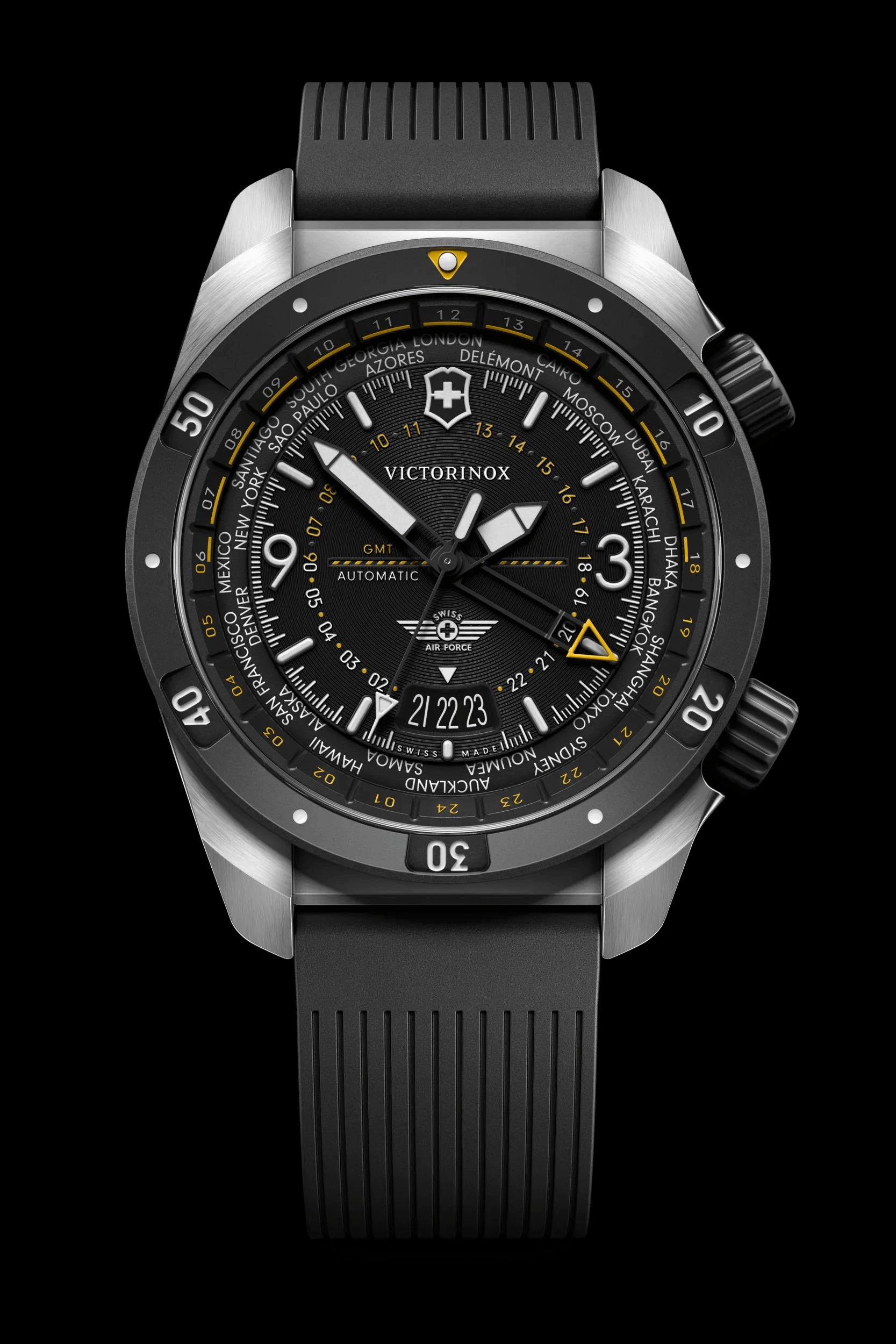 Montre Victorinox  Air Pro Automatic, cadran noir 43mm avec bracelet caoutchouc