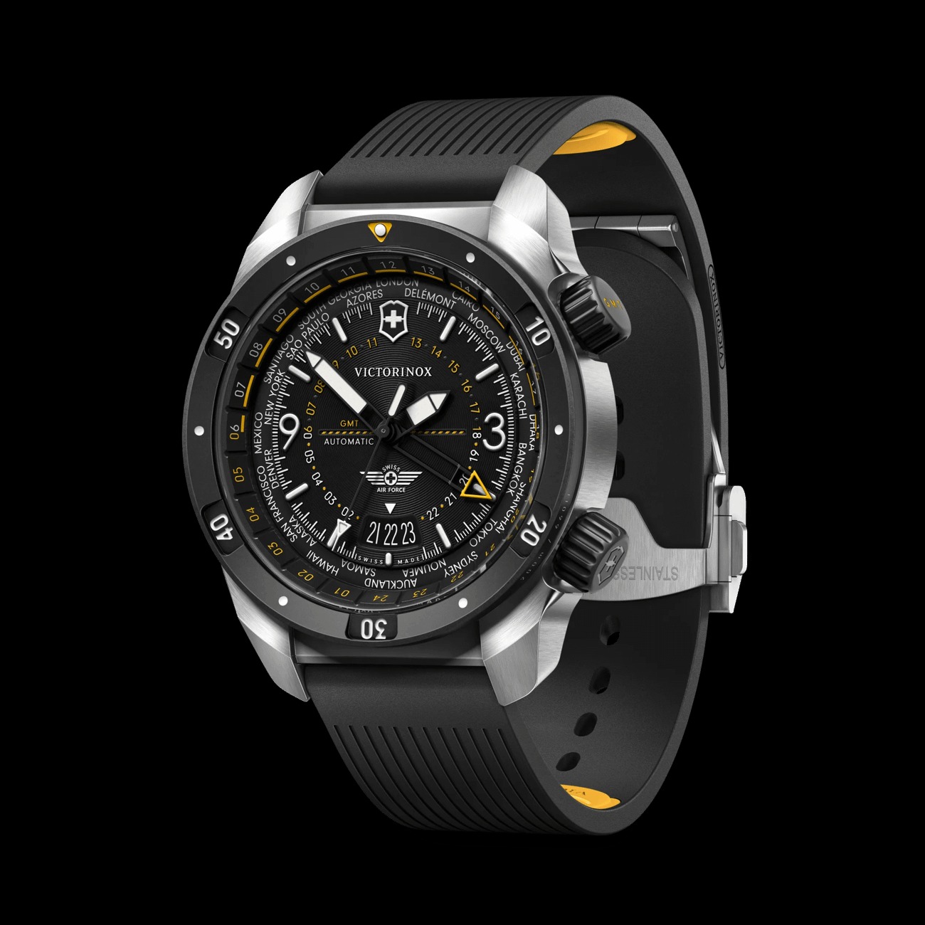 Montre Victorinox Air Pro Automatic, cadran noir 43mm avec bracelet caoutchouc - Image 3