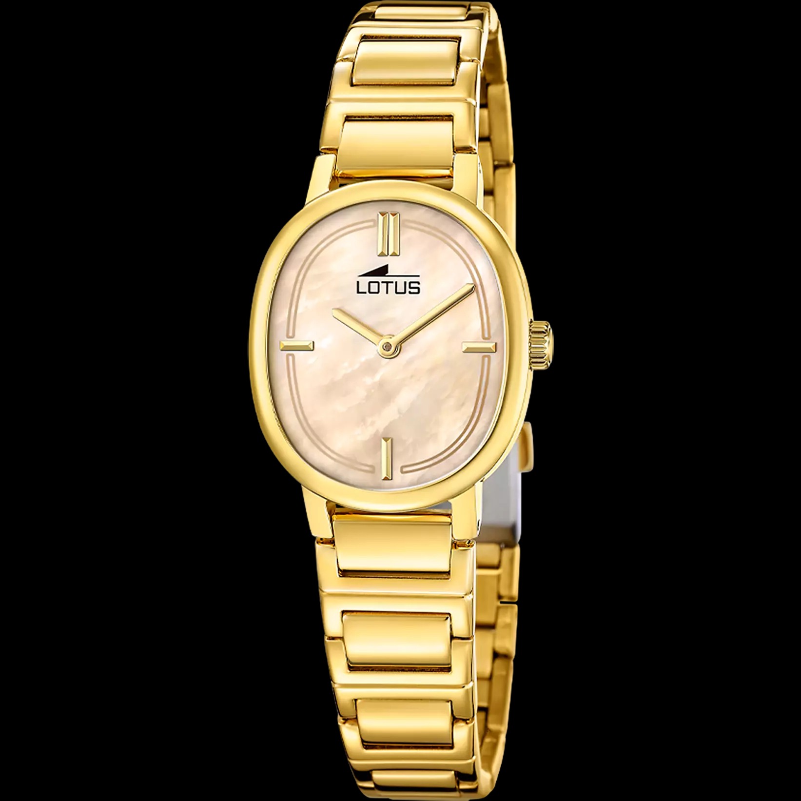 Montre LOTUS TOGETHER avec cadran ovale nacré chapamgne et bracelet acier dorée - Image 3