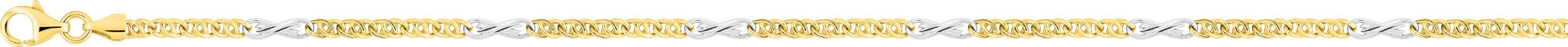 Bracelet 20cm maille or jaune 18K et or blanc 18K