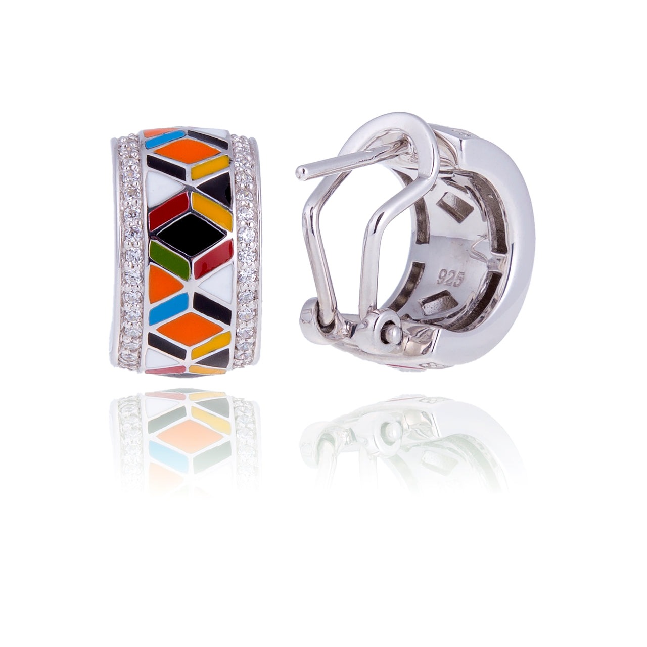 Boucles d'oreilles créoles UNA STORIA argent laqué et zircon