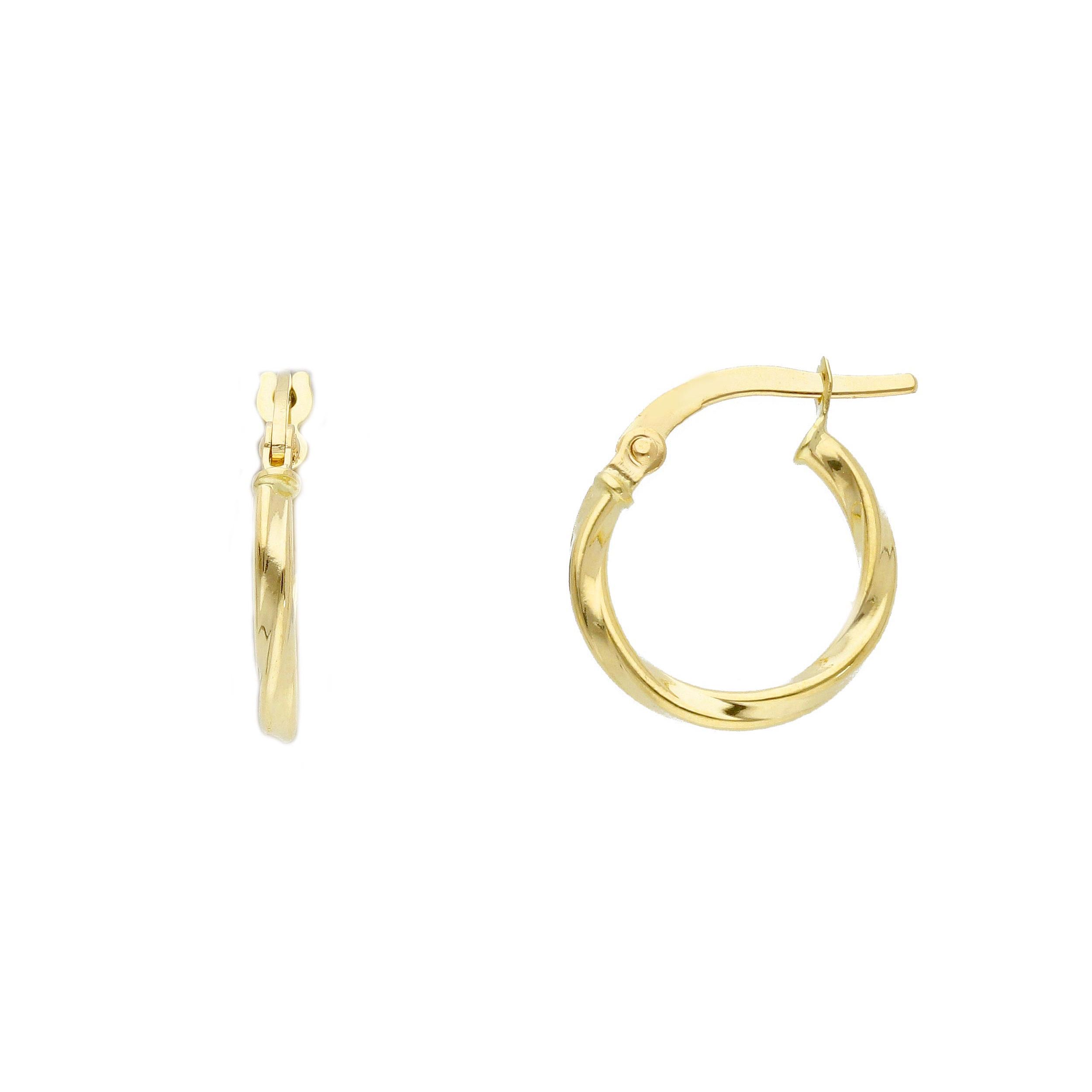Boucles d'oreilles créoles twist 1cm or jaune 18k