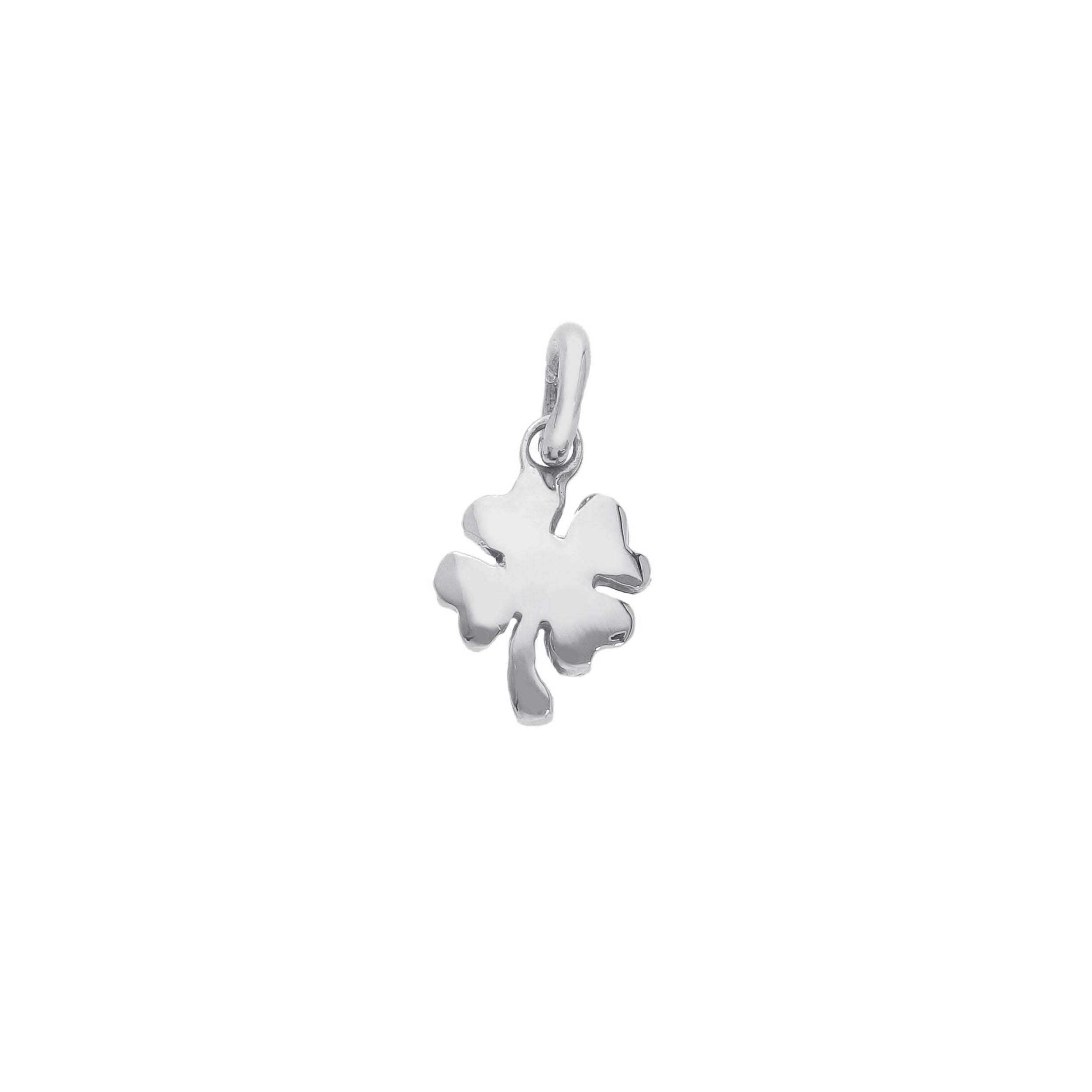 Pendentif trèfle 1cm or blanc 18K