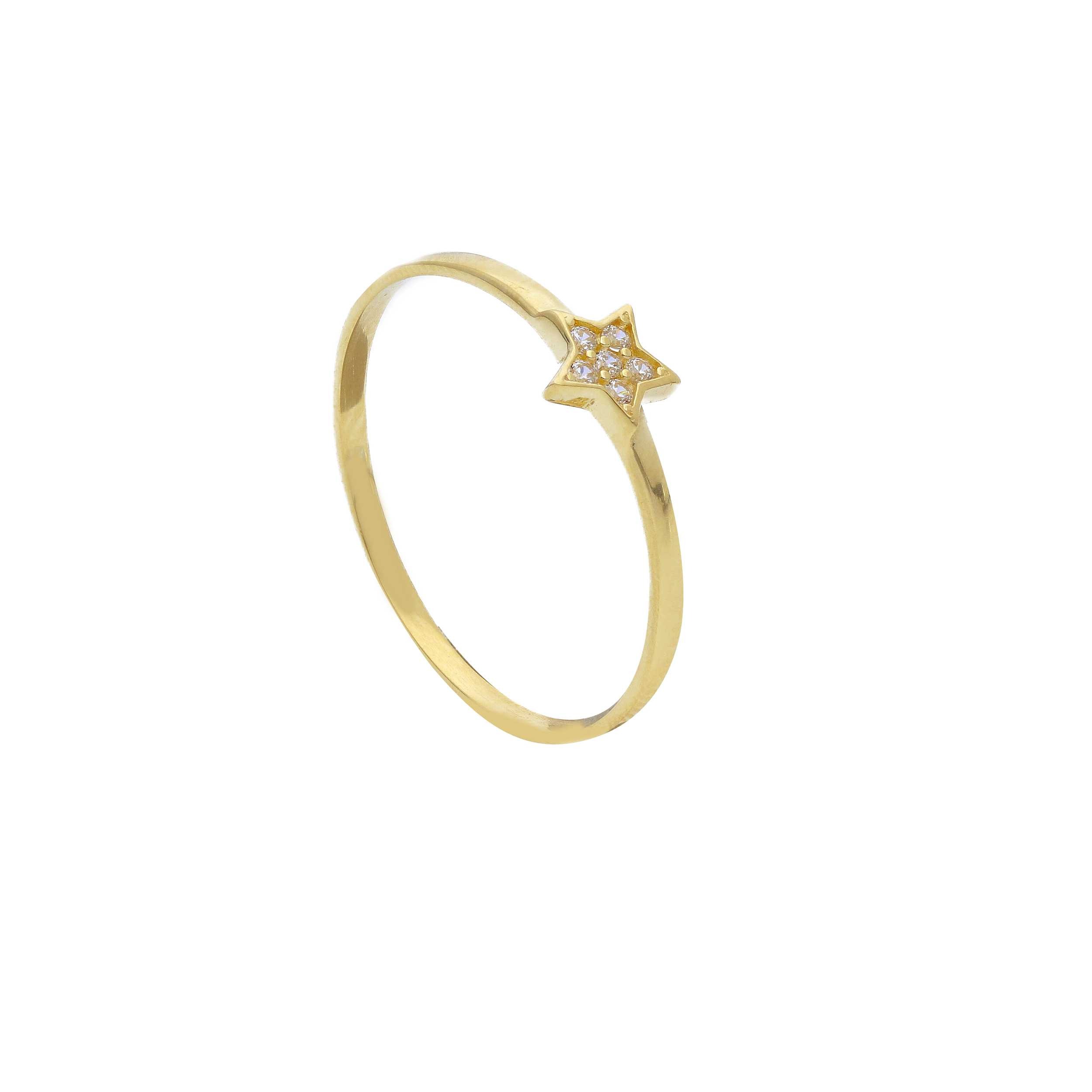 Bague or jaune 18K serti zircon