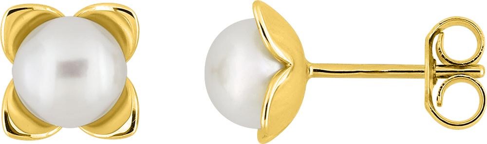 Boucles d'oreilles or jaune 18K avec perle