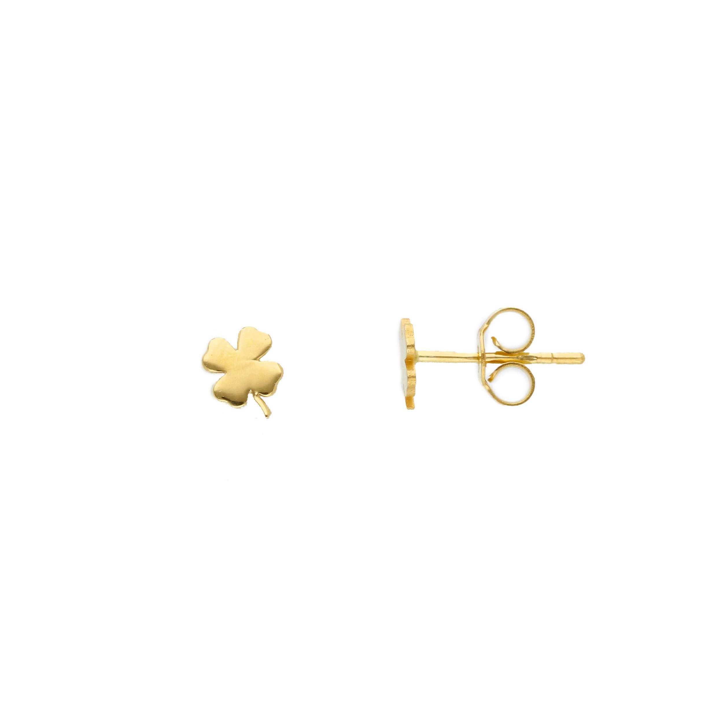 Boucles d'oreilles trèfle or jaune 18K