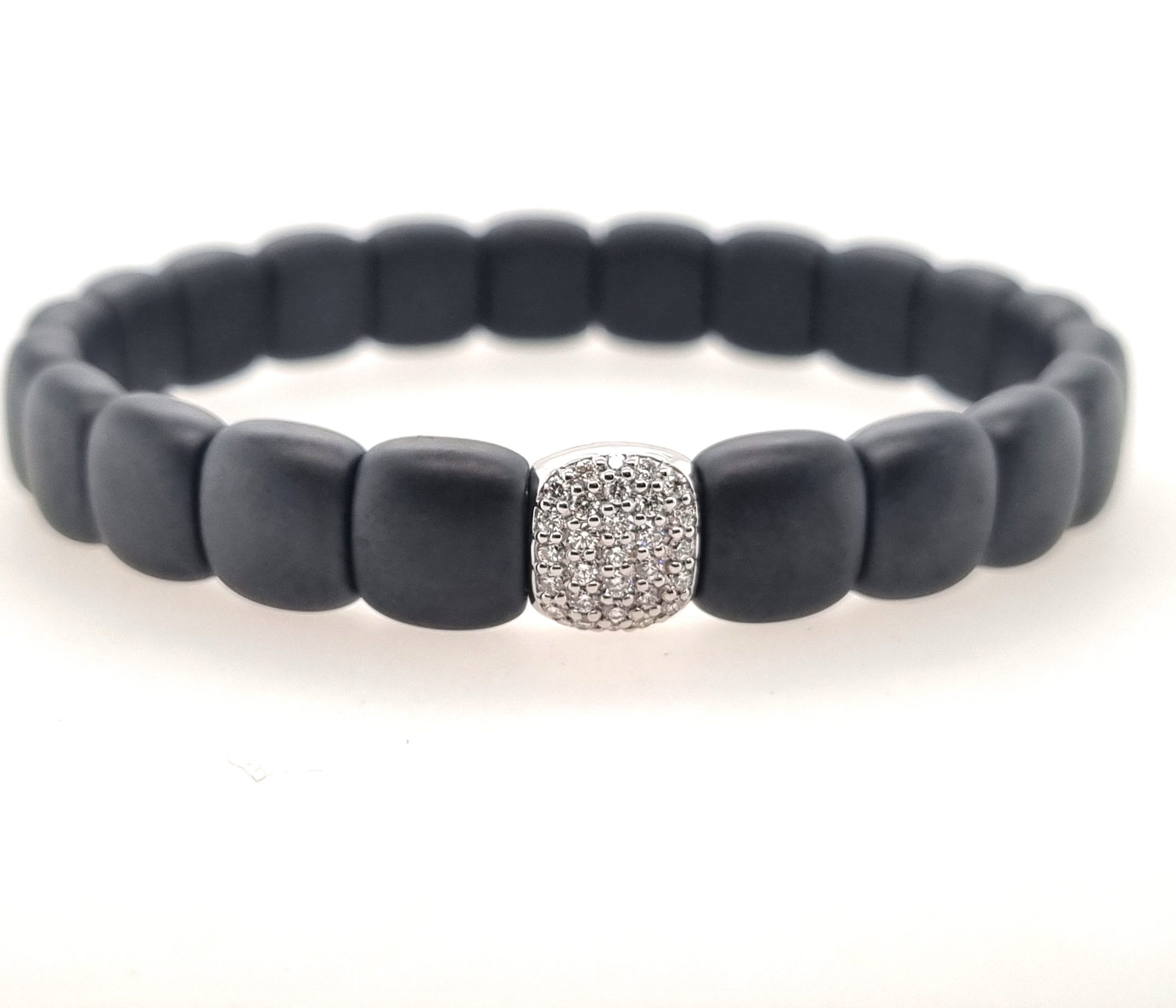 Bracelet Orotech céramique noire mate et or blanc 18K avec 0,27ct diamants naturels