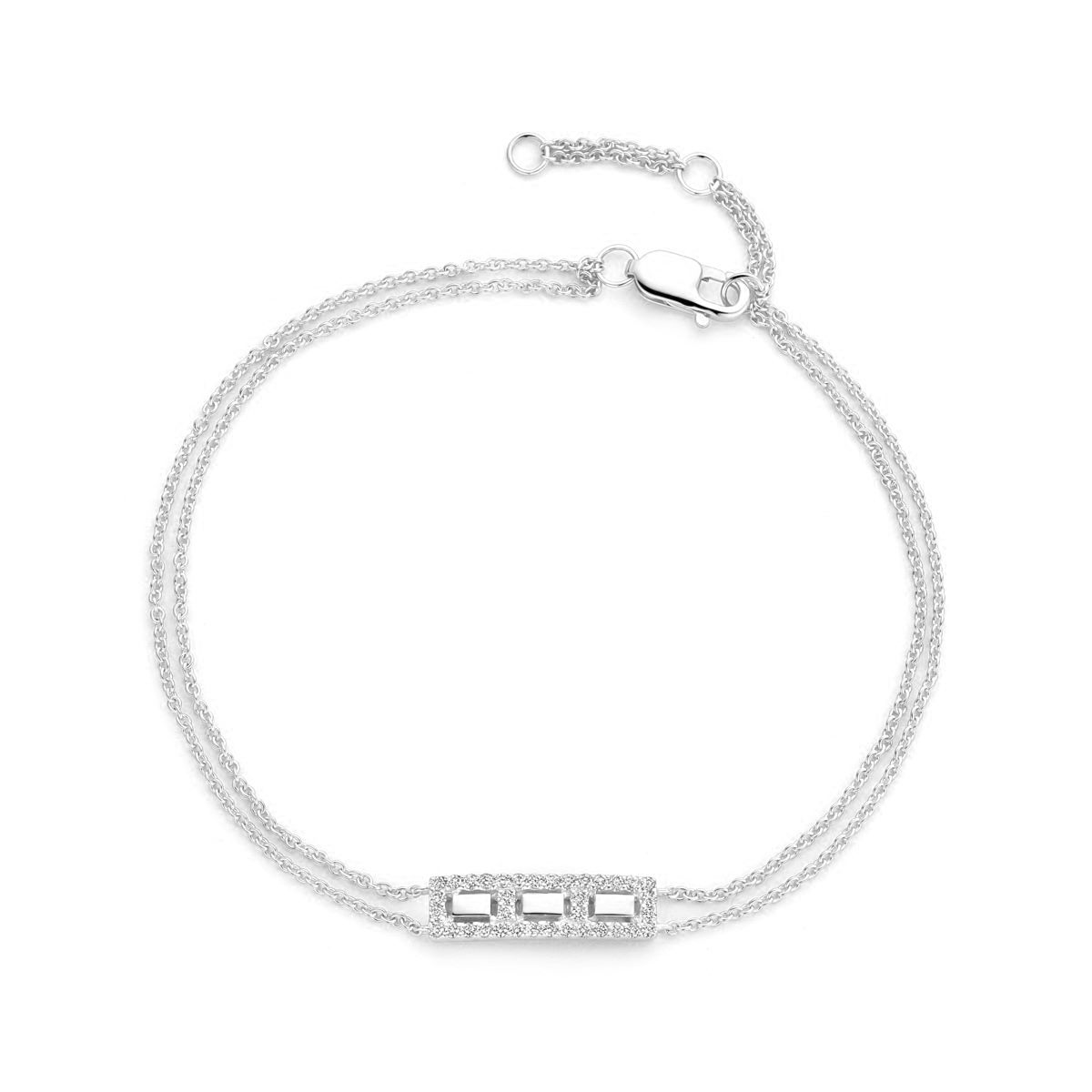Bracelet 18cm or blanc 18K avec 0.125ct diamants naturels