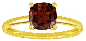 Bague solitaire or jaune 18K avec 1.30ct Grenat serti 4 griffes or jaune 18k