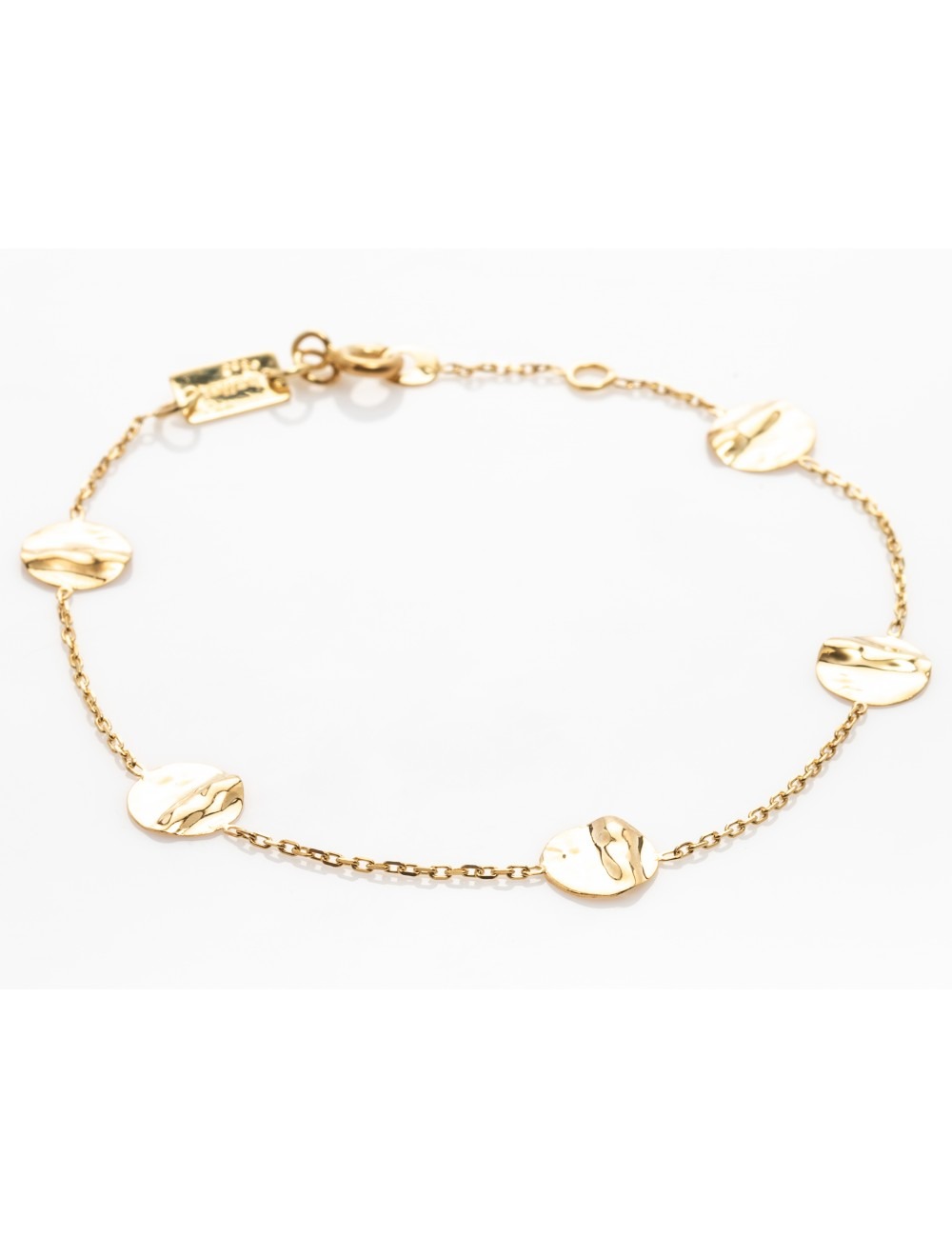 Bracelet cinq éclats de lumière froissée 18cm or jaune 18K