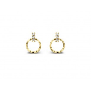 Boucles d'oreilles or jaune 18K  avec zircons