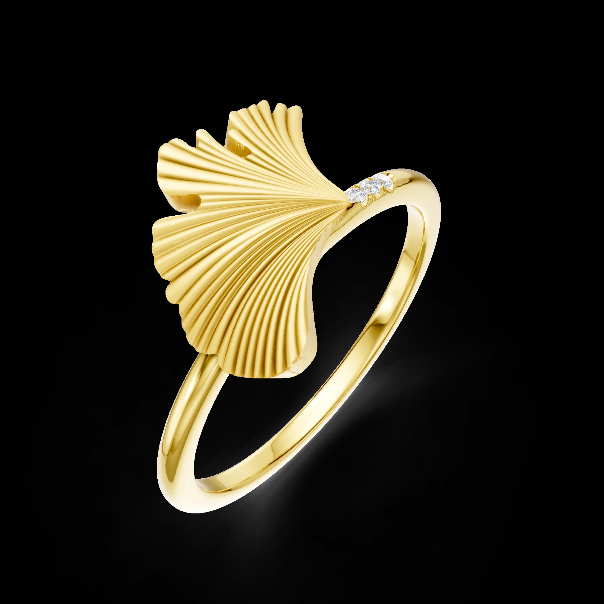 Bague Fanora argent 925 plaqué or serti 3 diamants naturels