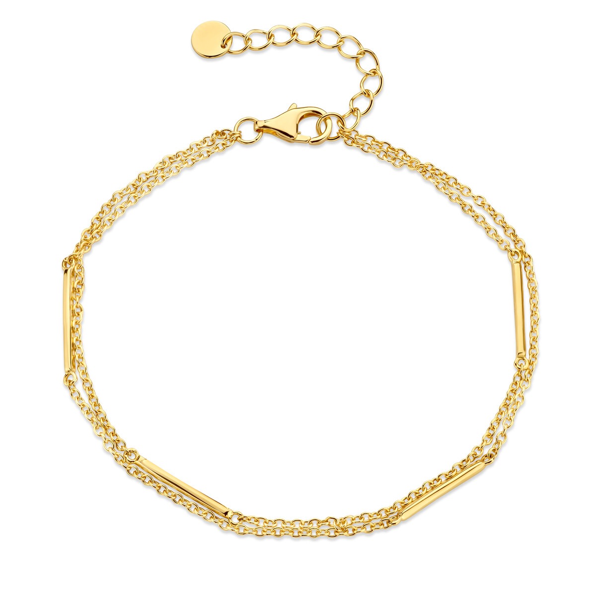 Bracelet double en argent plaqué-or jaune 17+3cm Naiomy