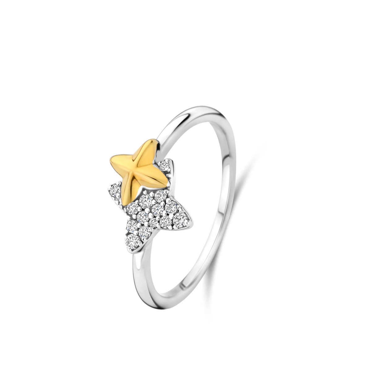 Silberner Bicolor-Ring + CZ Naiomy