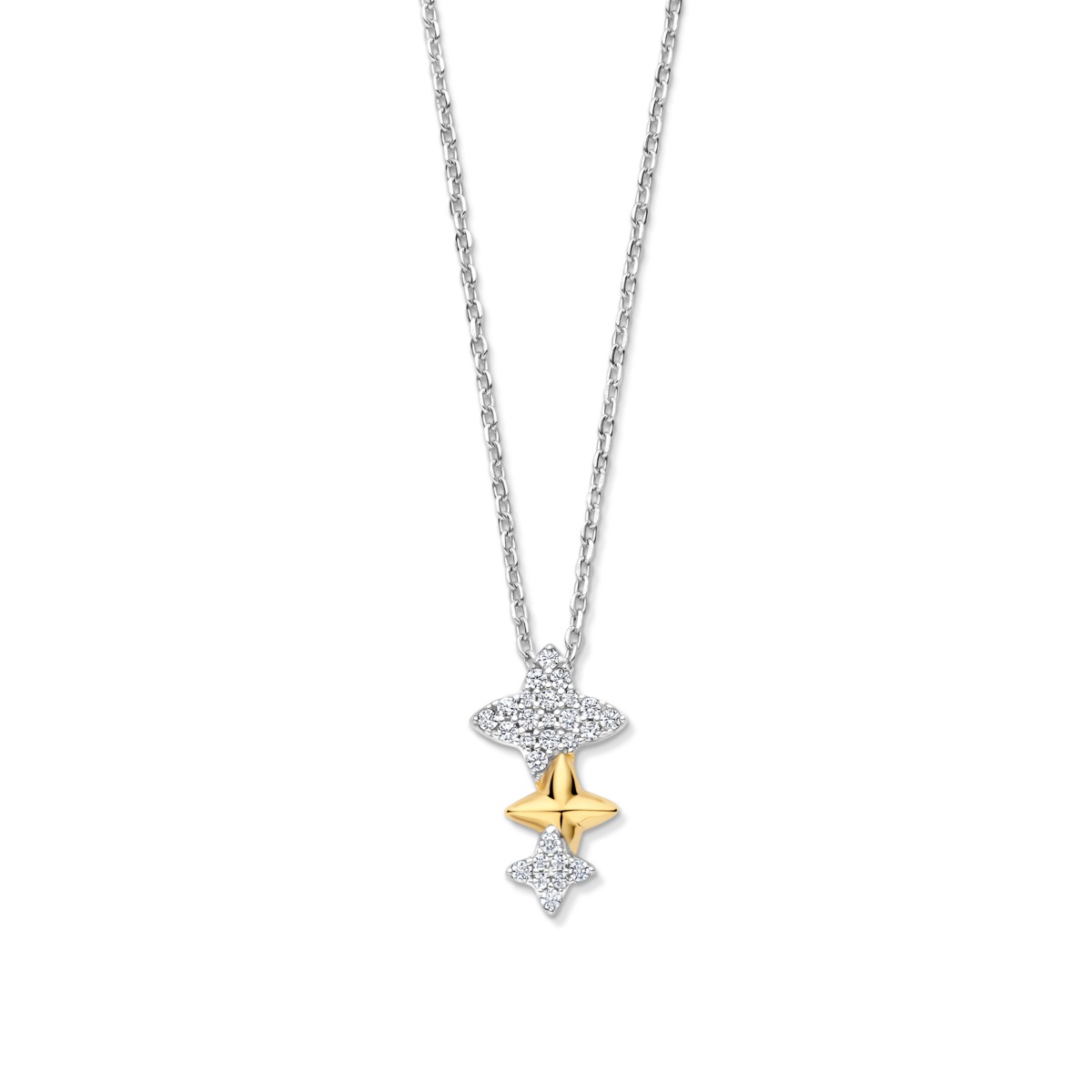 Collier en argent + pendentif bicolore + CZ 42+3 cm Naiomy