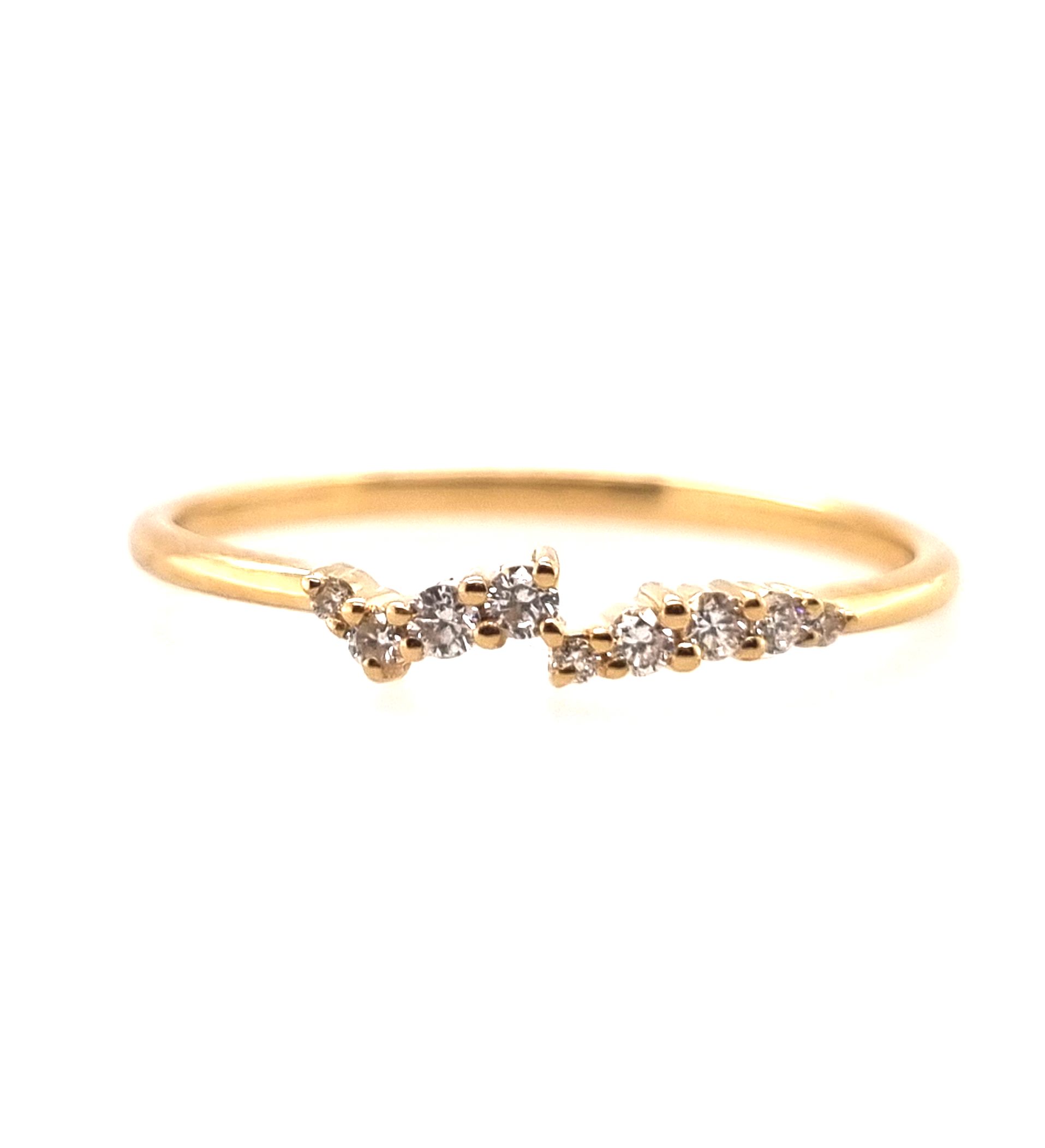 Bague or jaune 18k avec 0.04ct diamants naturels