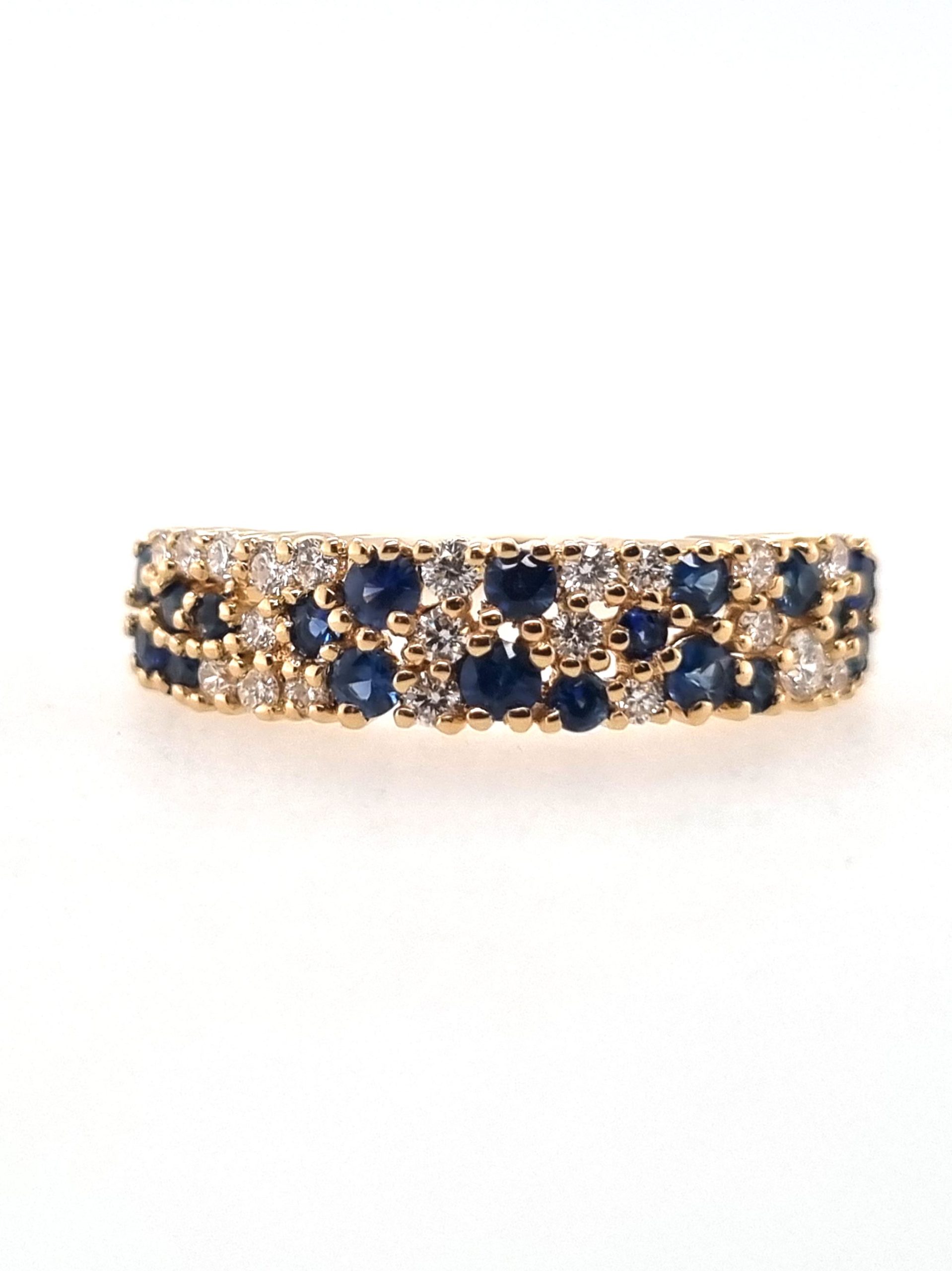 Bague or jaune 18K avec 0.47ct saphir bleu et 0.24ct diamants naturels