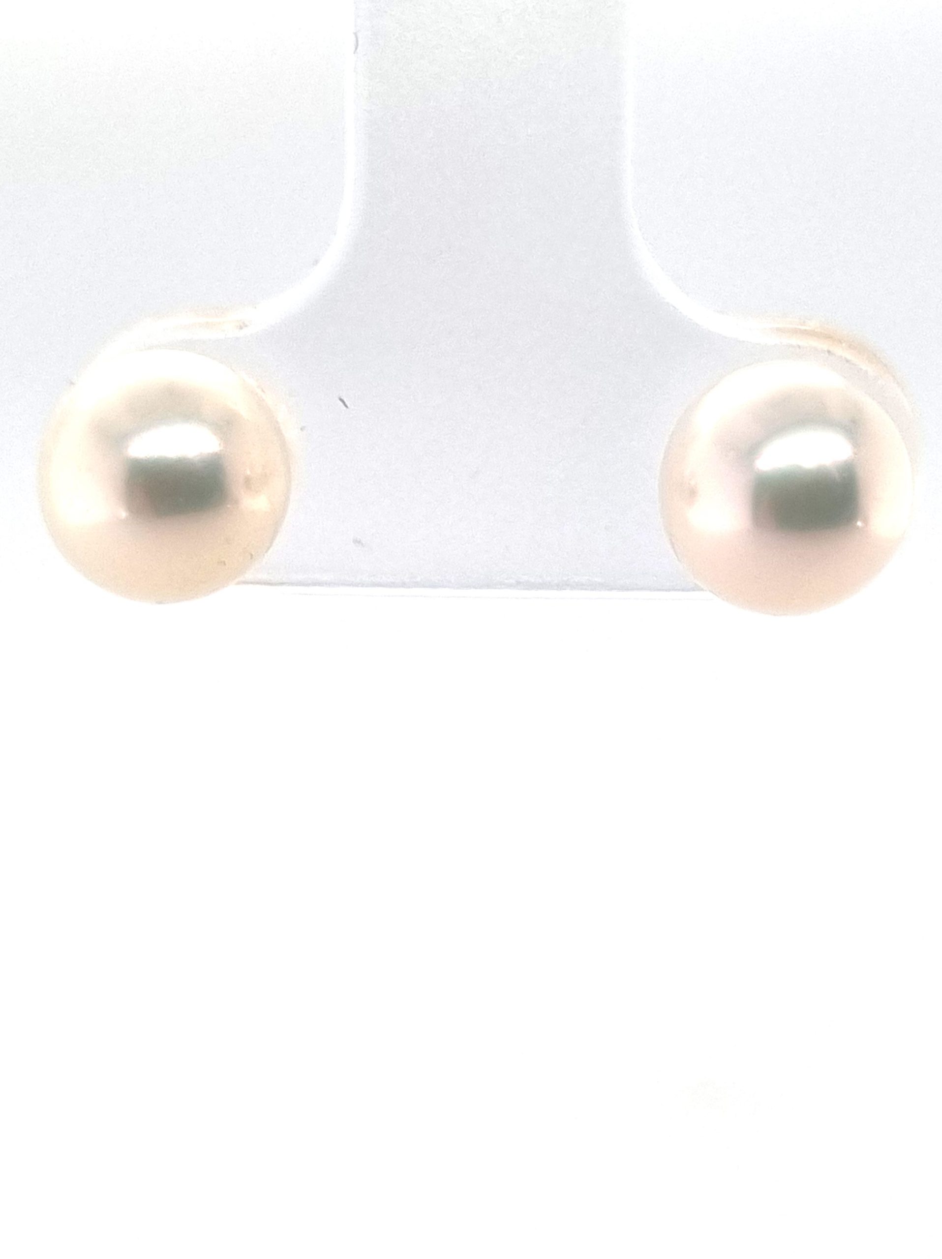 Boucles d'oreilles or jaune 18K avec perles d'eau douce 7/7.5mm