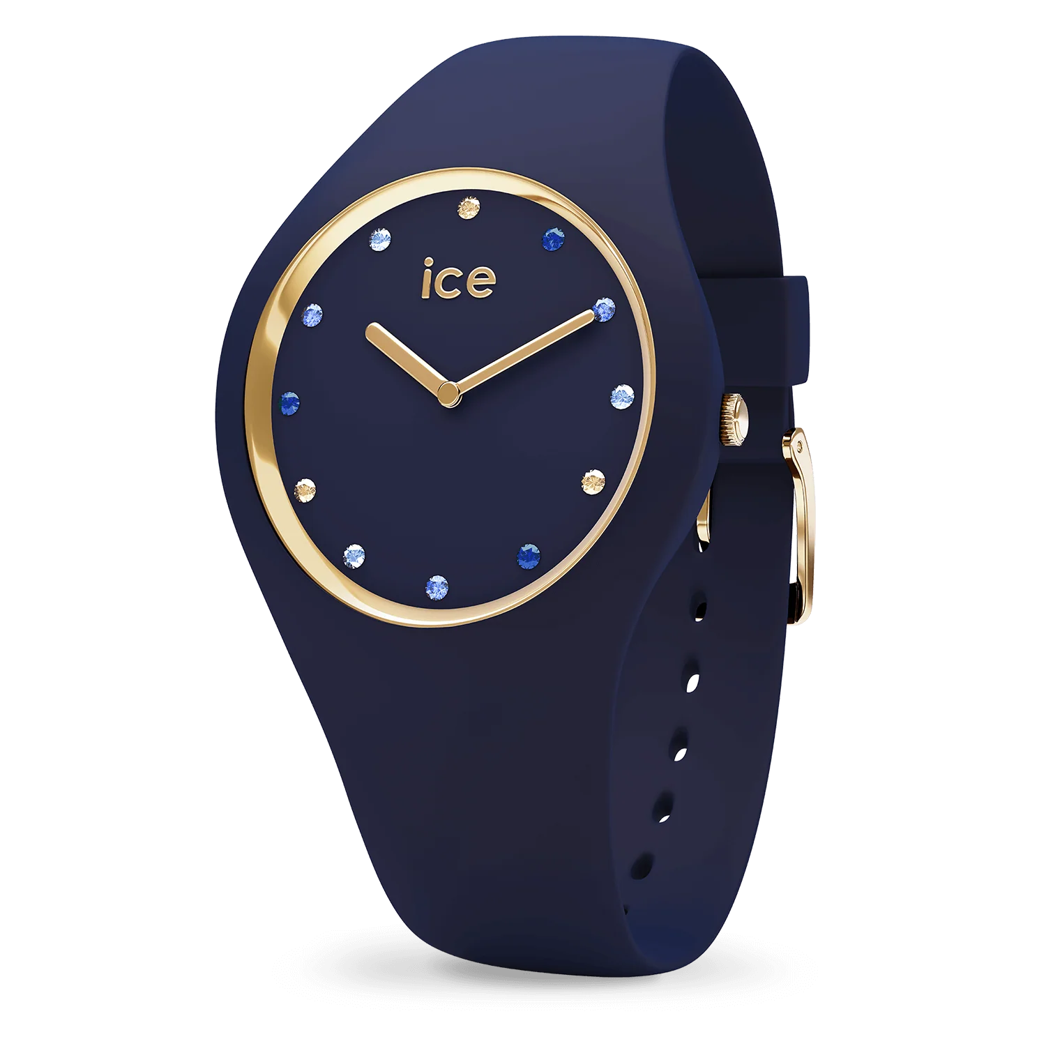Montre ICE cosmos BLUE SHADES serti de cristaux chatoyants dans des tons de bleu, de beige et de blanc. Boîtier 34cm