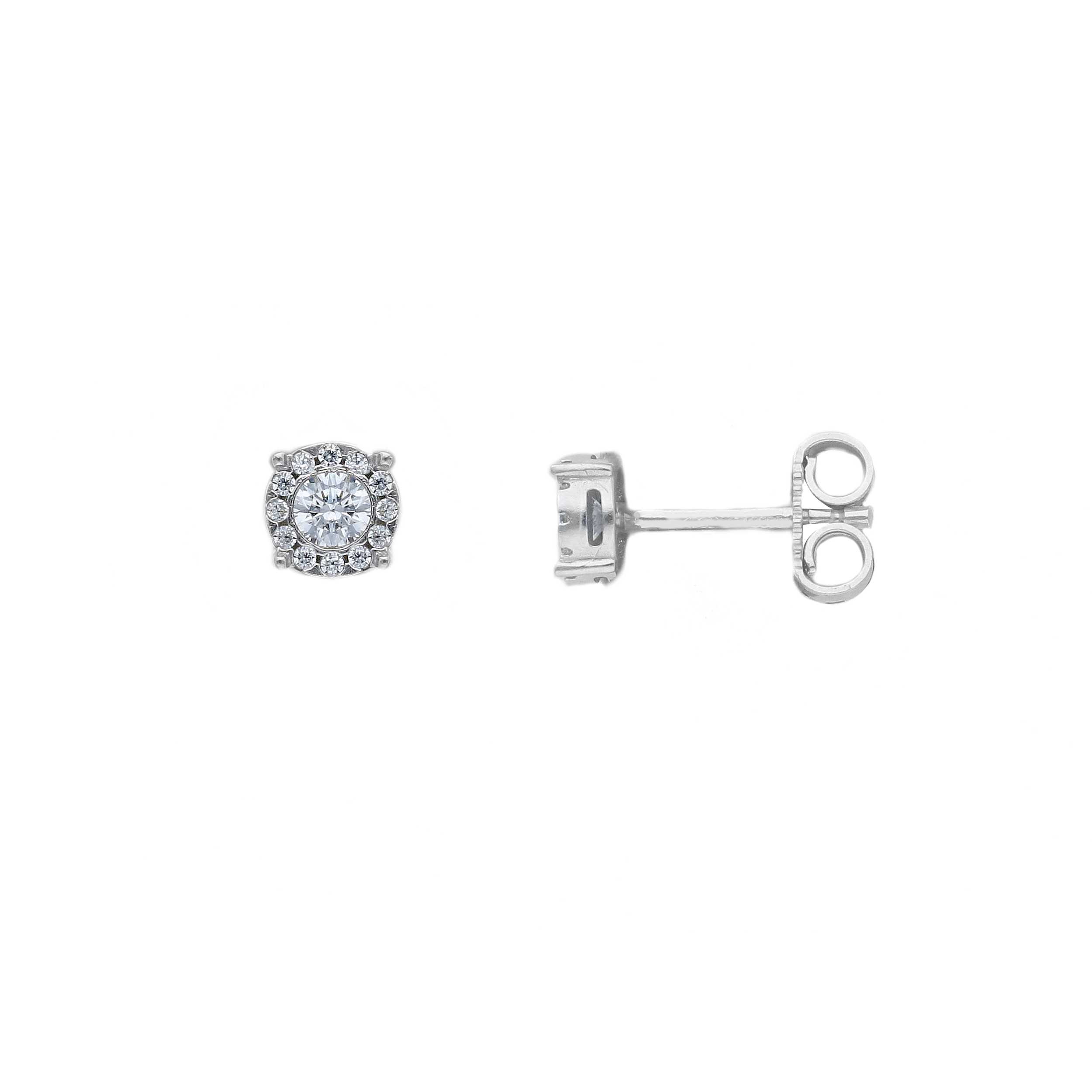 Boucles d'oreilles or blanc 18K avec zircon