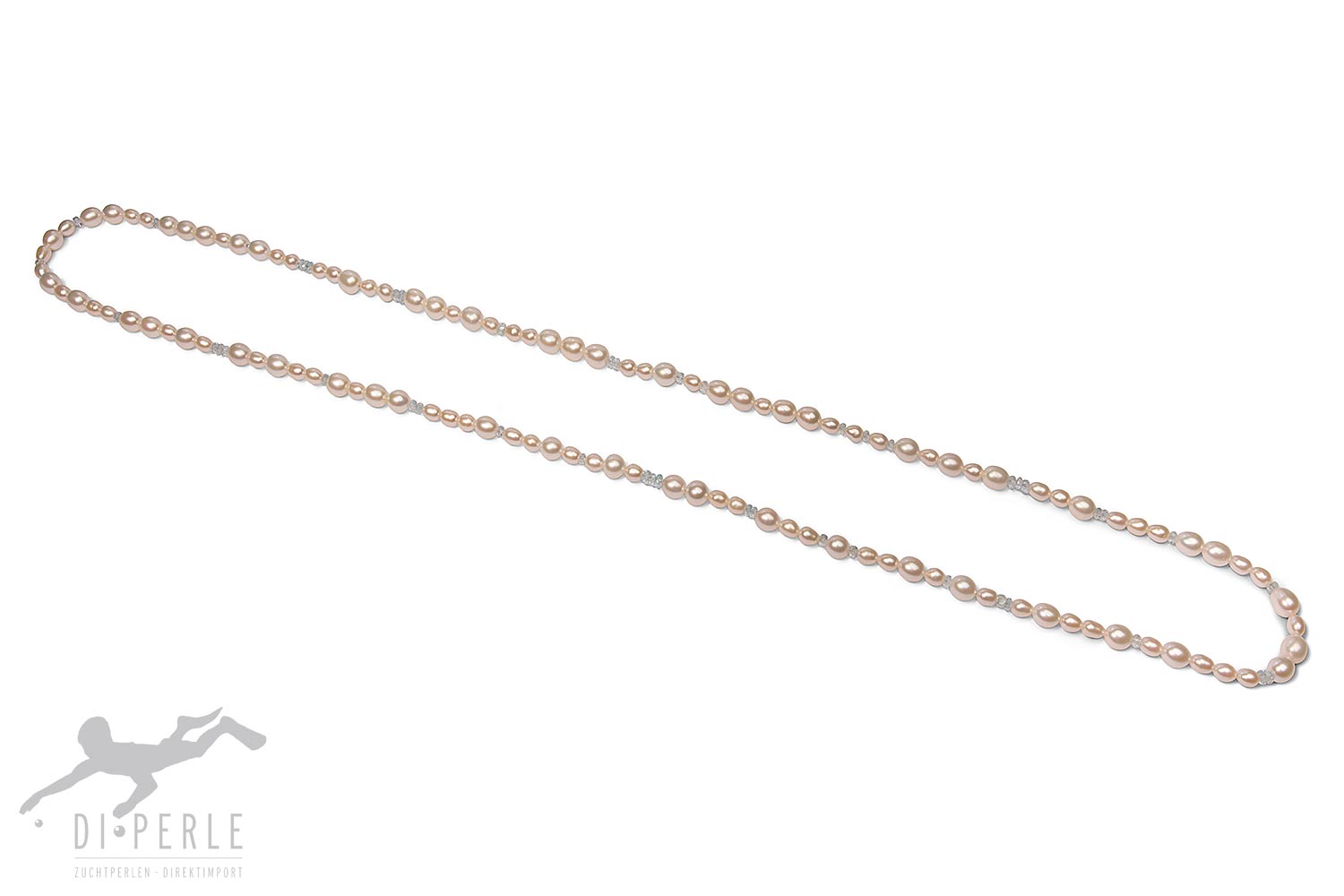 Collier sautoir 100cm avec aigue-marine et perles d'eau douce