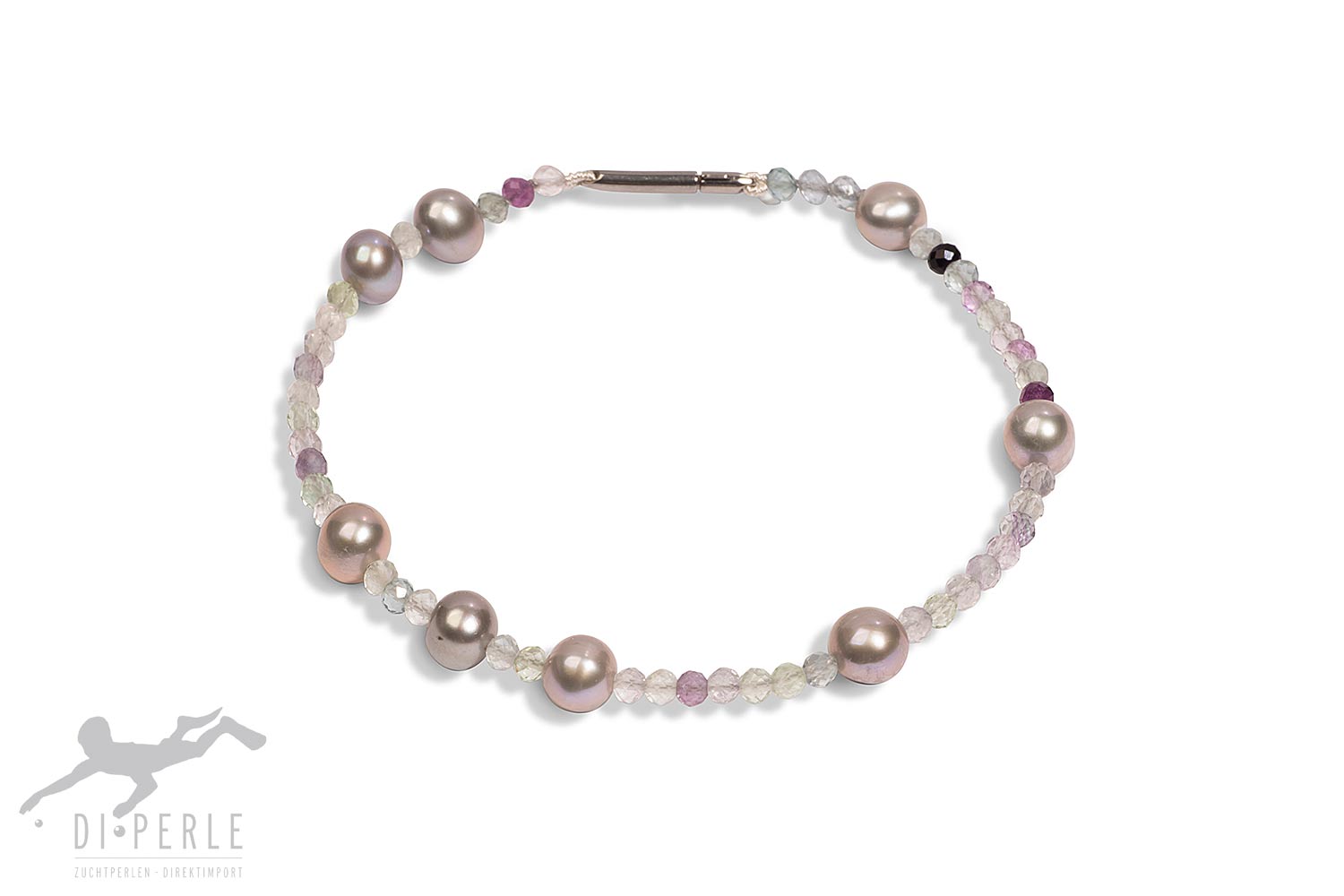 Bracelet 18,5cm avec Fluorite et perles d'eau douce