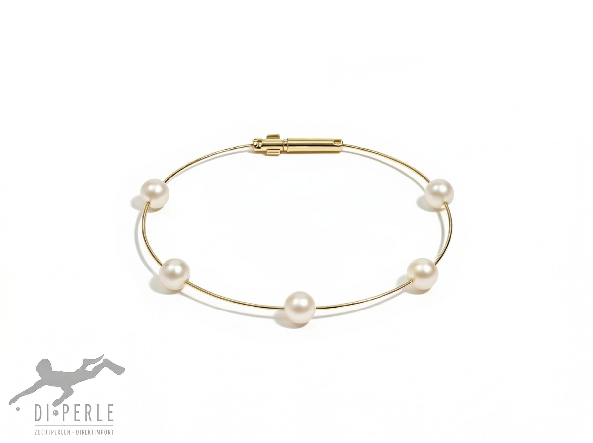 Bracelet 19cm acier doré avec perles d'eau douce