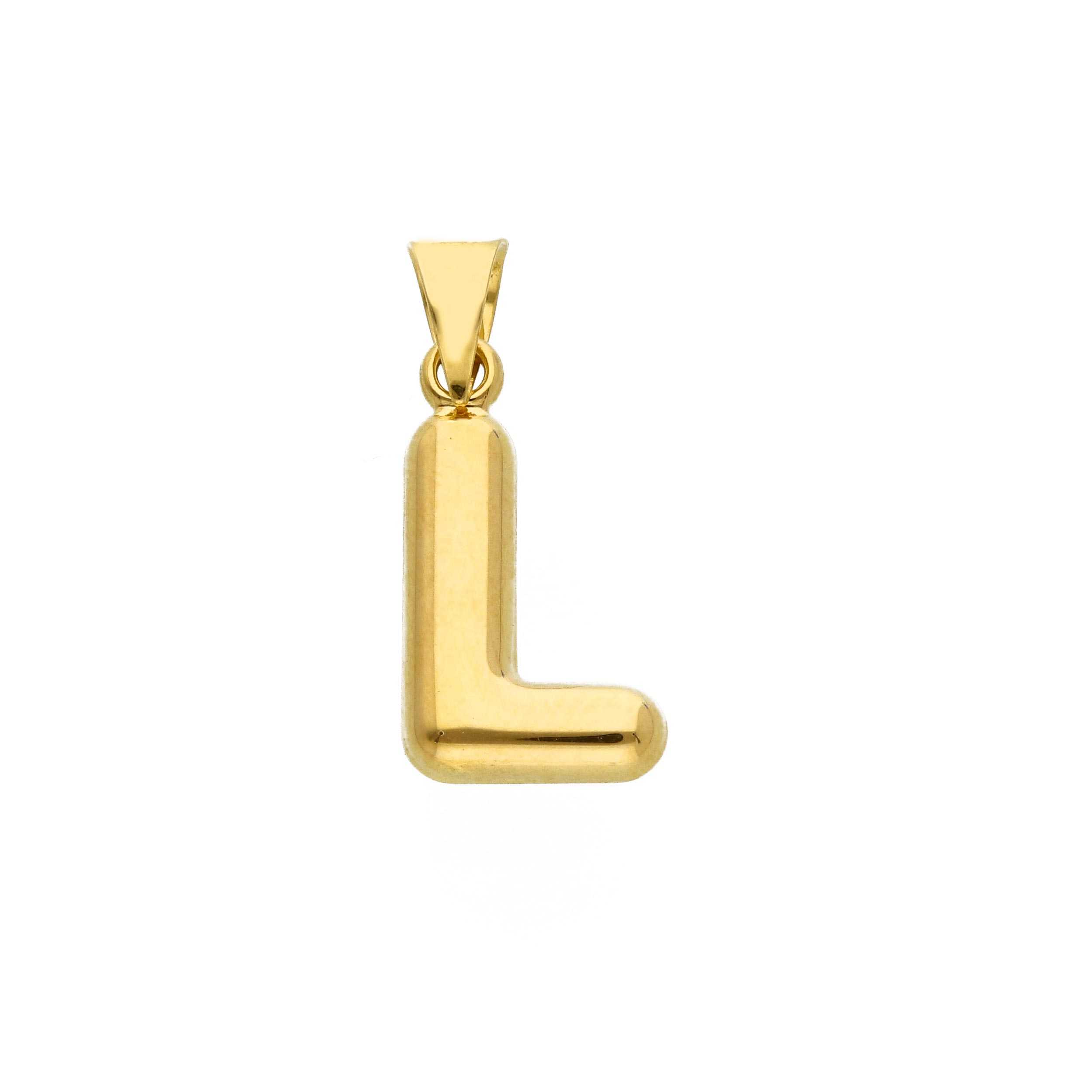 Pendentif lettre " L " or jaune 18K,  3D, 1.2cm