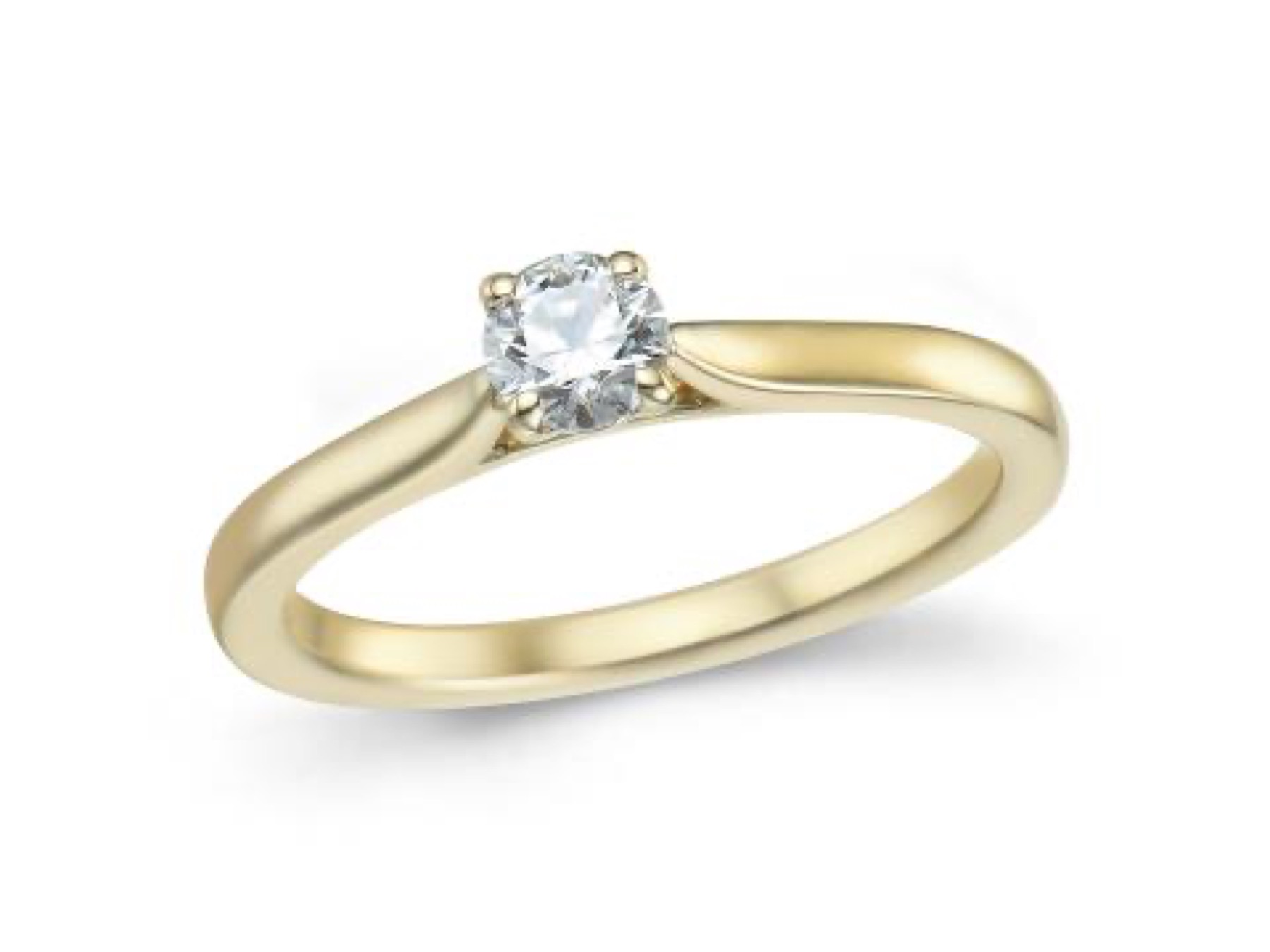 Bague solitaire or jaune 18K avec 0.30ct diamant naturel serti 4 griffes or jaune 18K