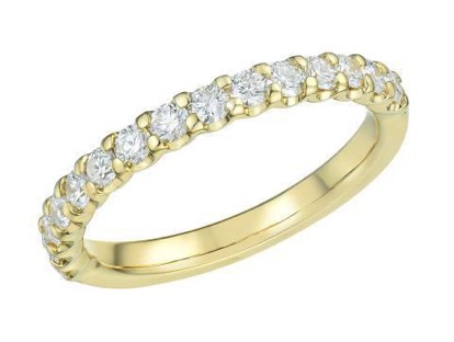 Bague alliance or jaune 18K avec 0.48ct diamants naturels