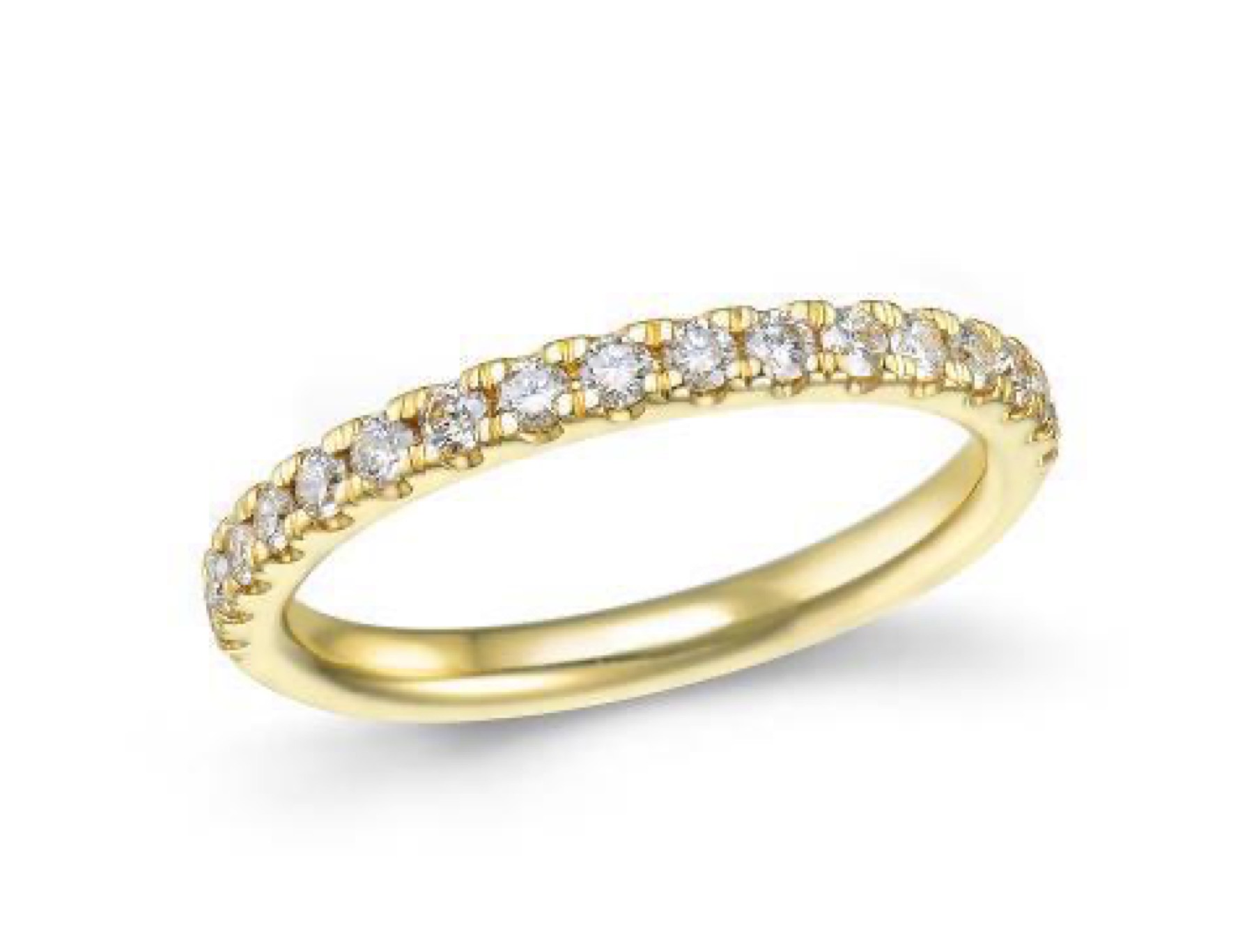 Bague alliance or jaune 18K avec 0.41ct diamants naturels