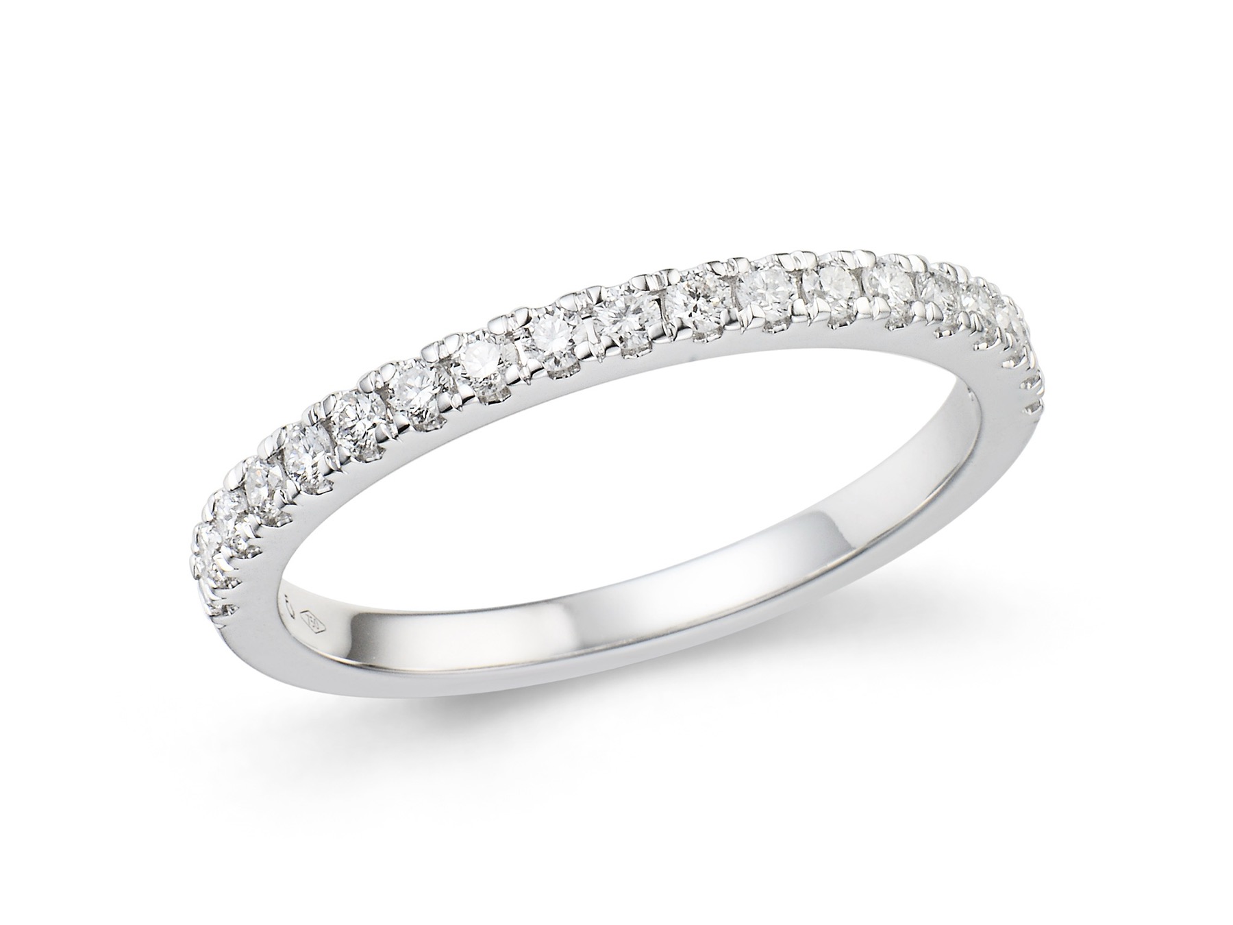 Bague alliance or blanc 18K avec 0.24ct diamants naturels