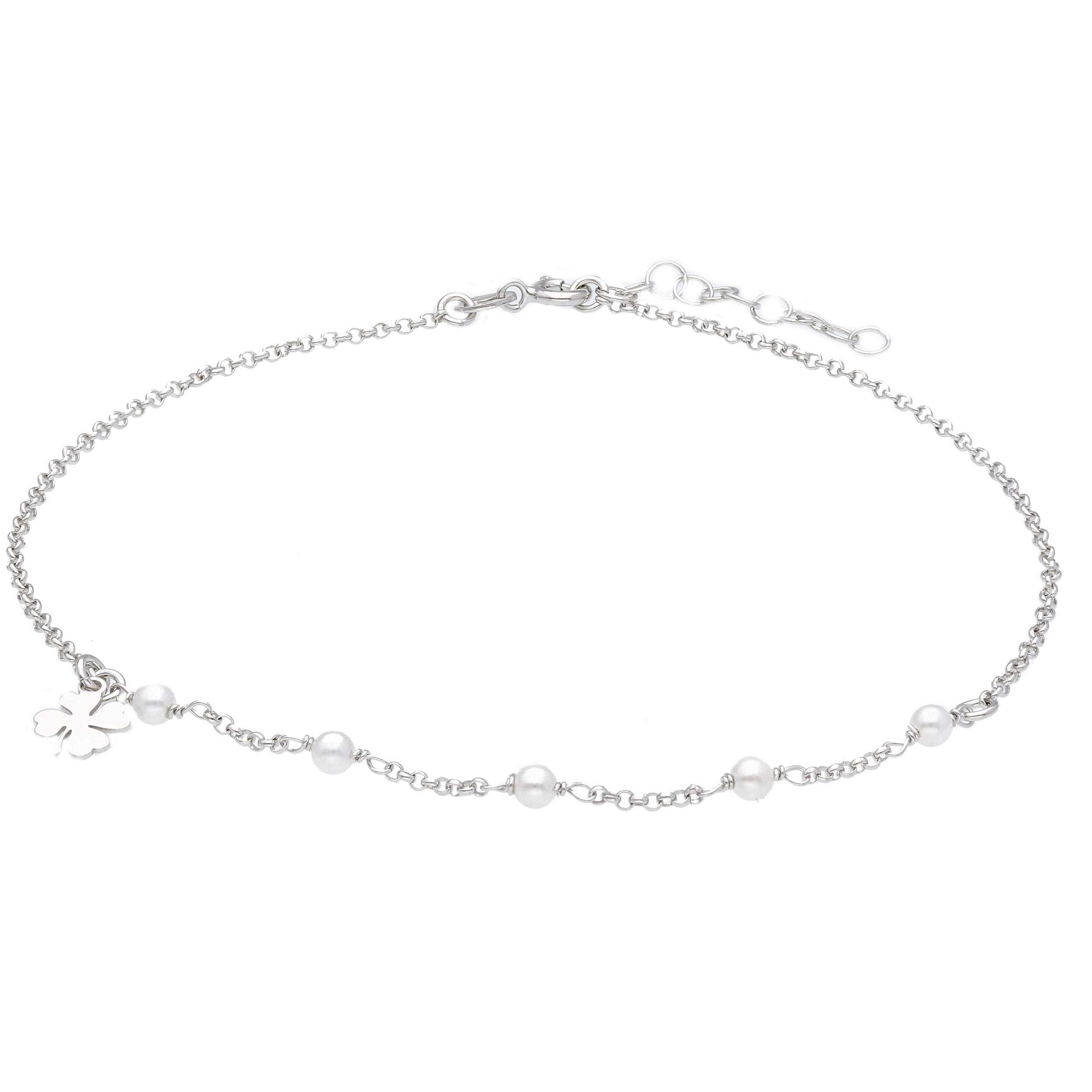 Bracelet cheville 21+3cm argent 925 avec perles