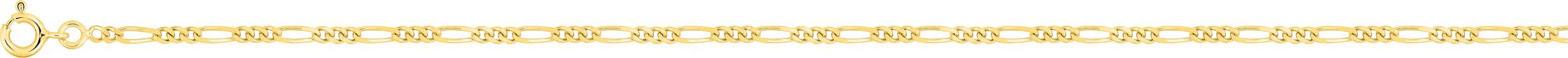 Chaîne 42cm figaro maille 1+3 or jaune 18k