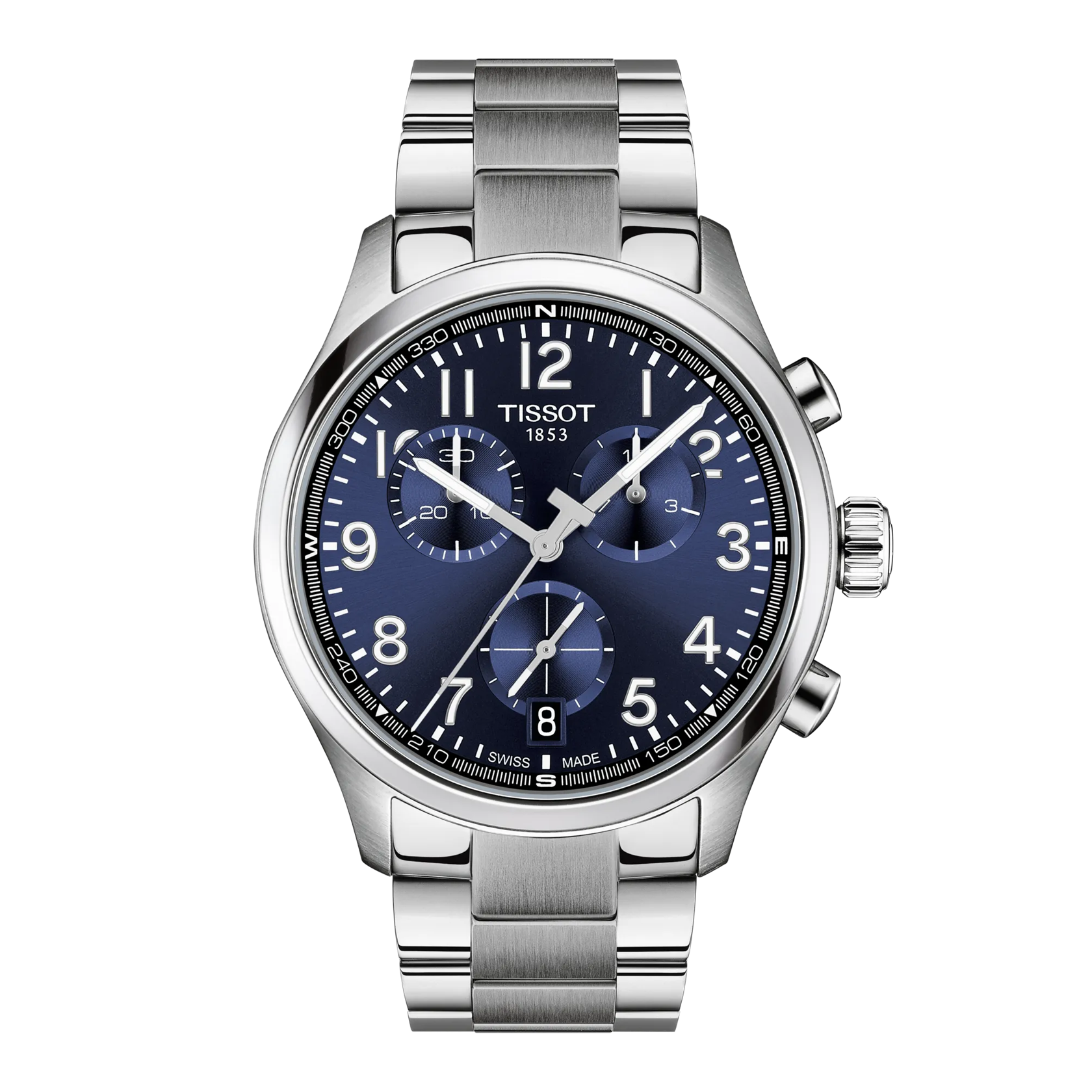 Montre Tissot Chrono L Classic 42mm, chrono sur acier cadran bleu