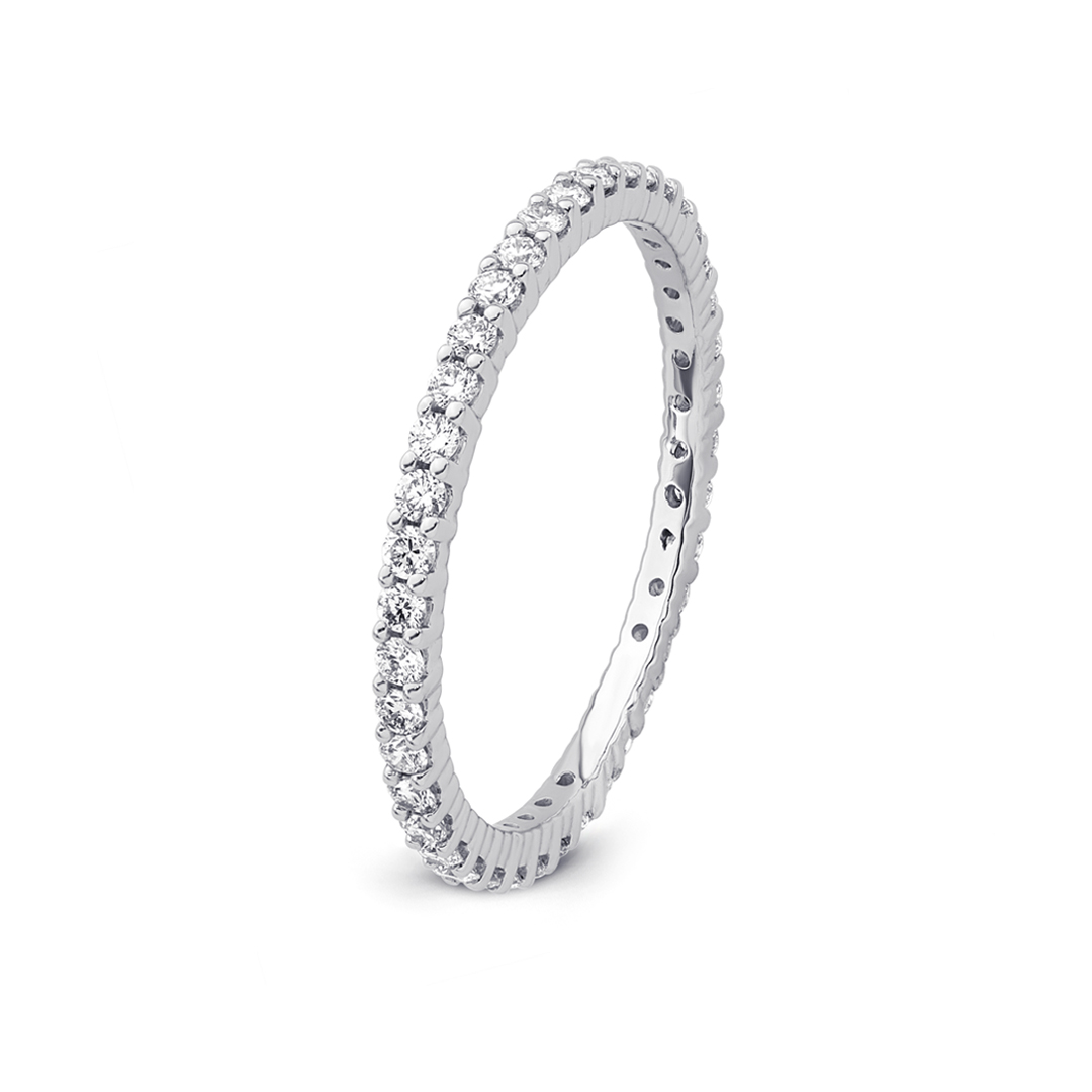Bague alliance or blanc 18K avec 0.45ct diamants écologique F/VS LAB GROWN, diamant laboratoire ( mesure 52 )