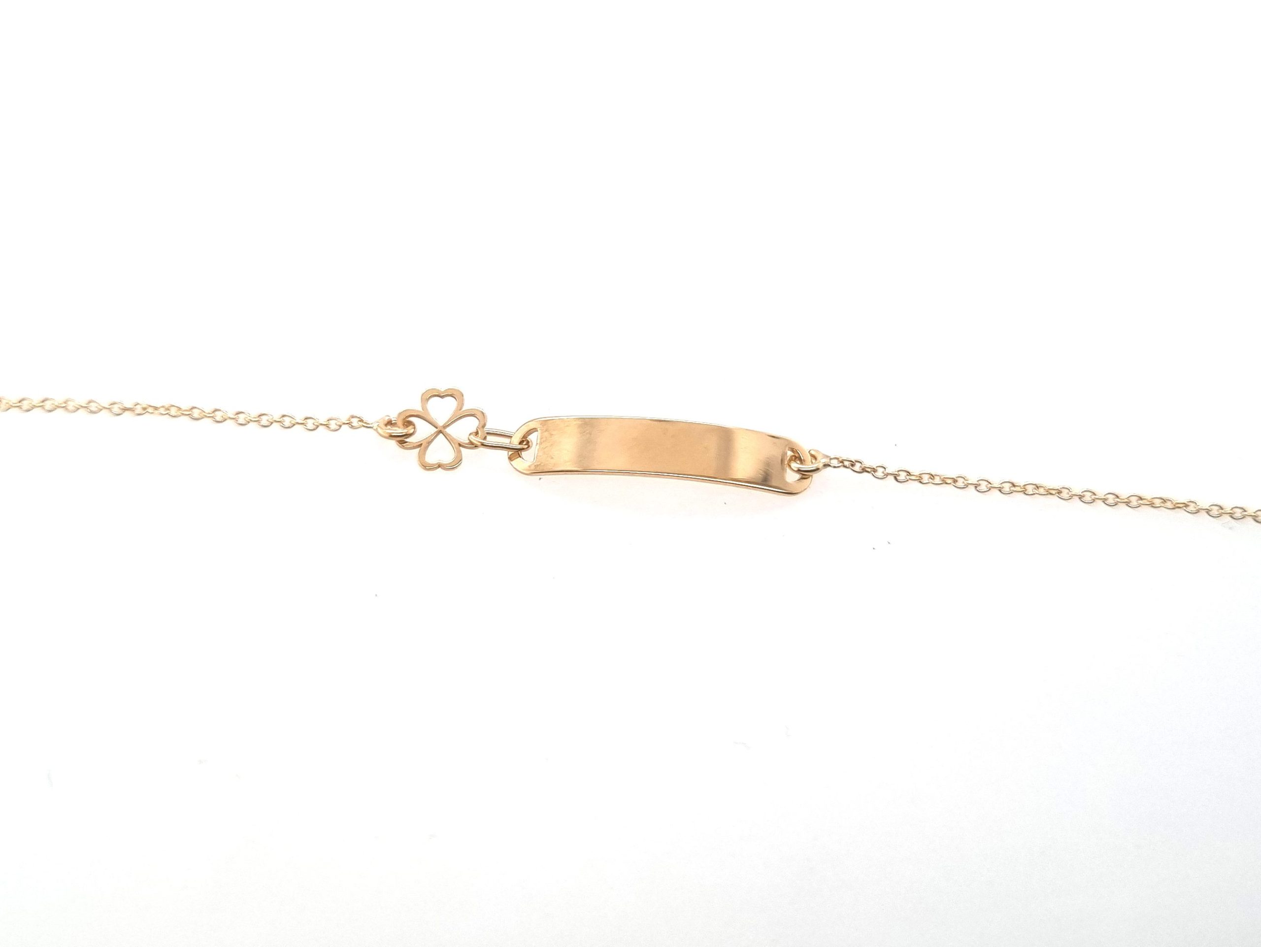 Bracelet identité bébé 12+2cm plaque ovale or jaune 18K