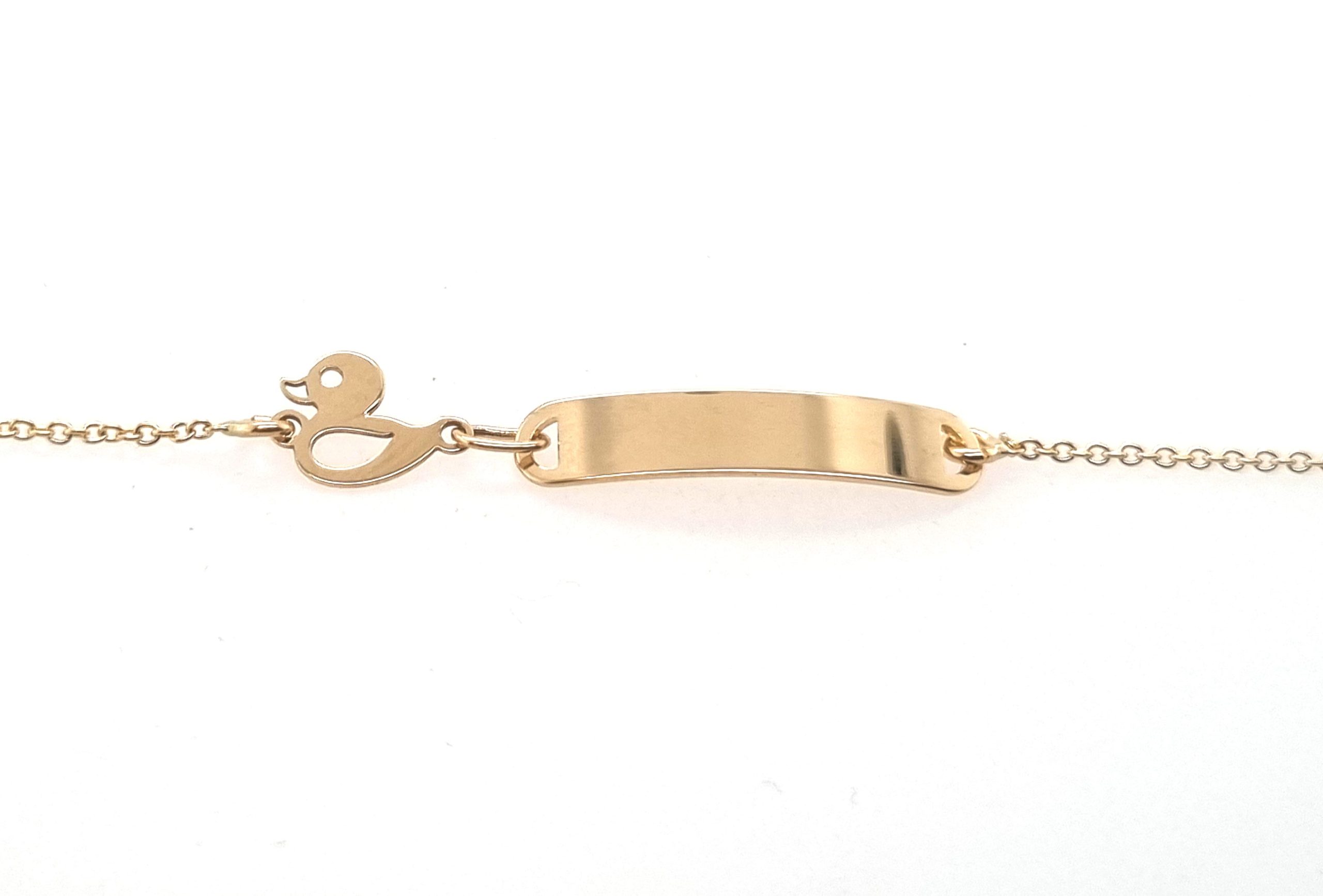 Bracelet identité bébé 12+2cm plaque ovale or jaune 18K