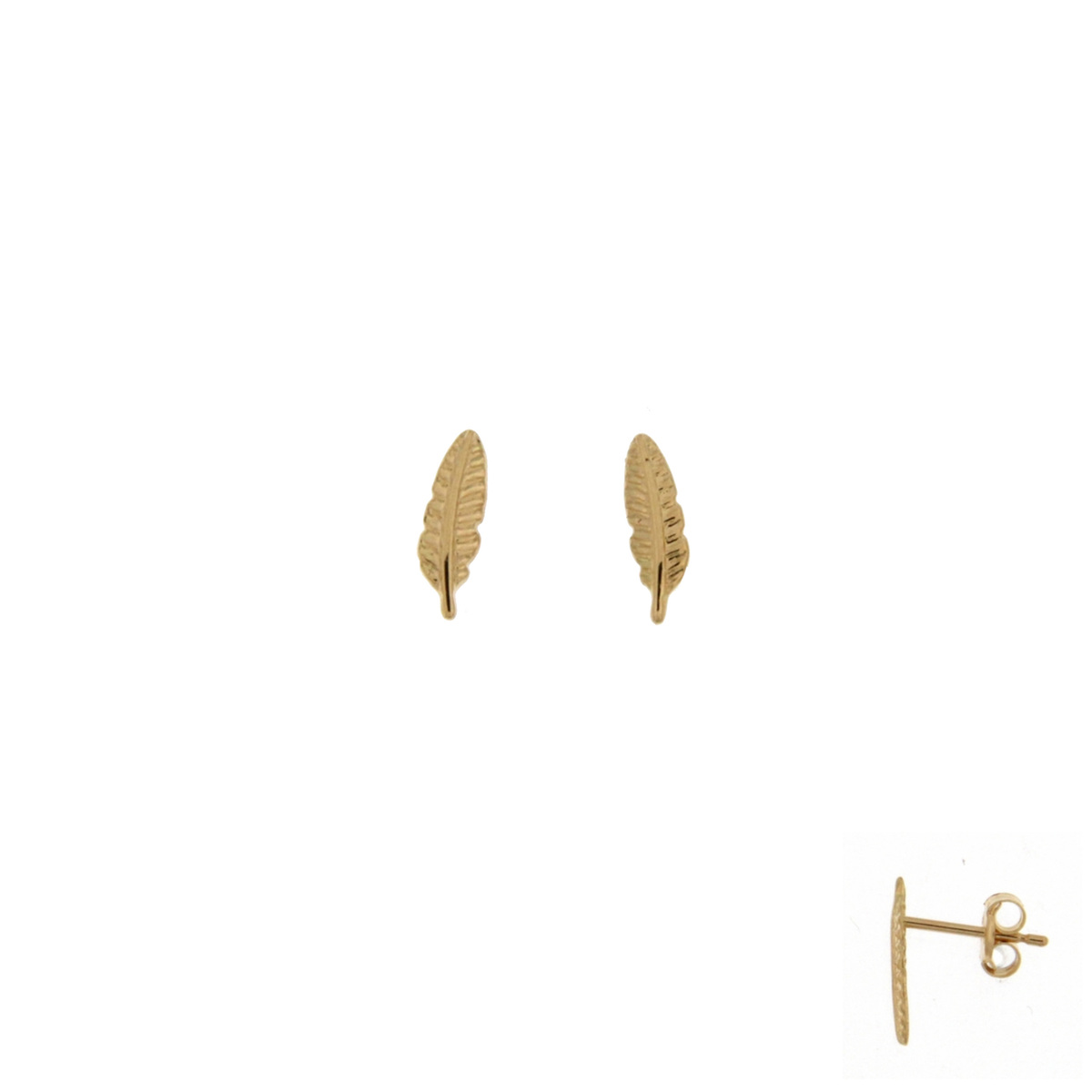 Boucles d'oreilles feuille or jaune 18K