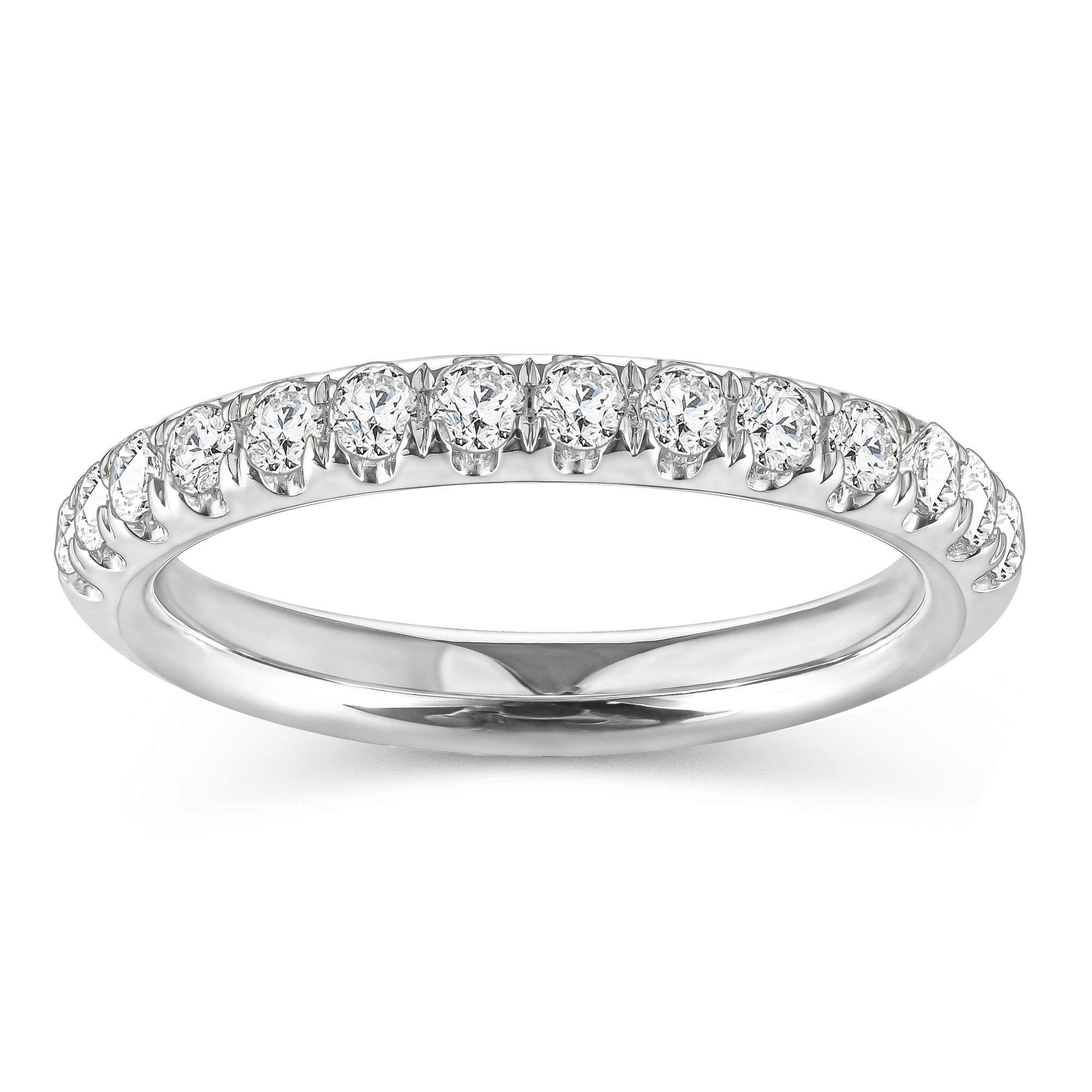 Bague alliance or blanc 18K avec 0.90ct diamants écologique LAB GROWN F/VS, diamants laboratoire