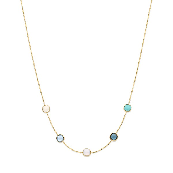 Collier chaîne 42+3cm or jaune 18K avec jade et topaz