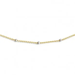Chaîne 42cm or jaune 18K et or blanc 18K